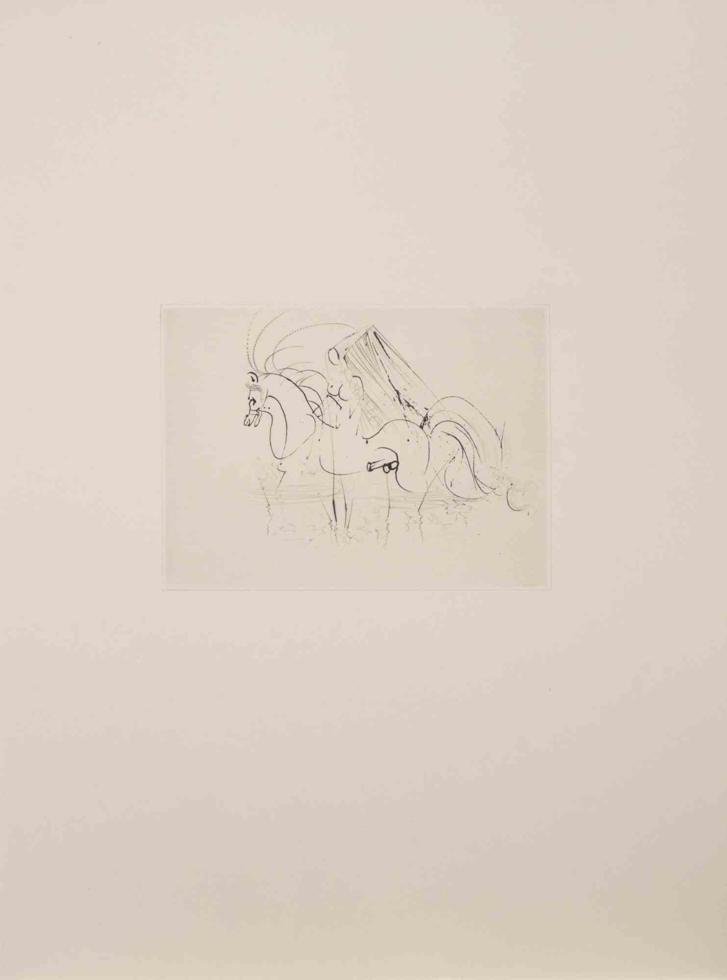 La corsa - Acquaforte - 1968 - Print di Salvador Dalí