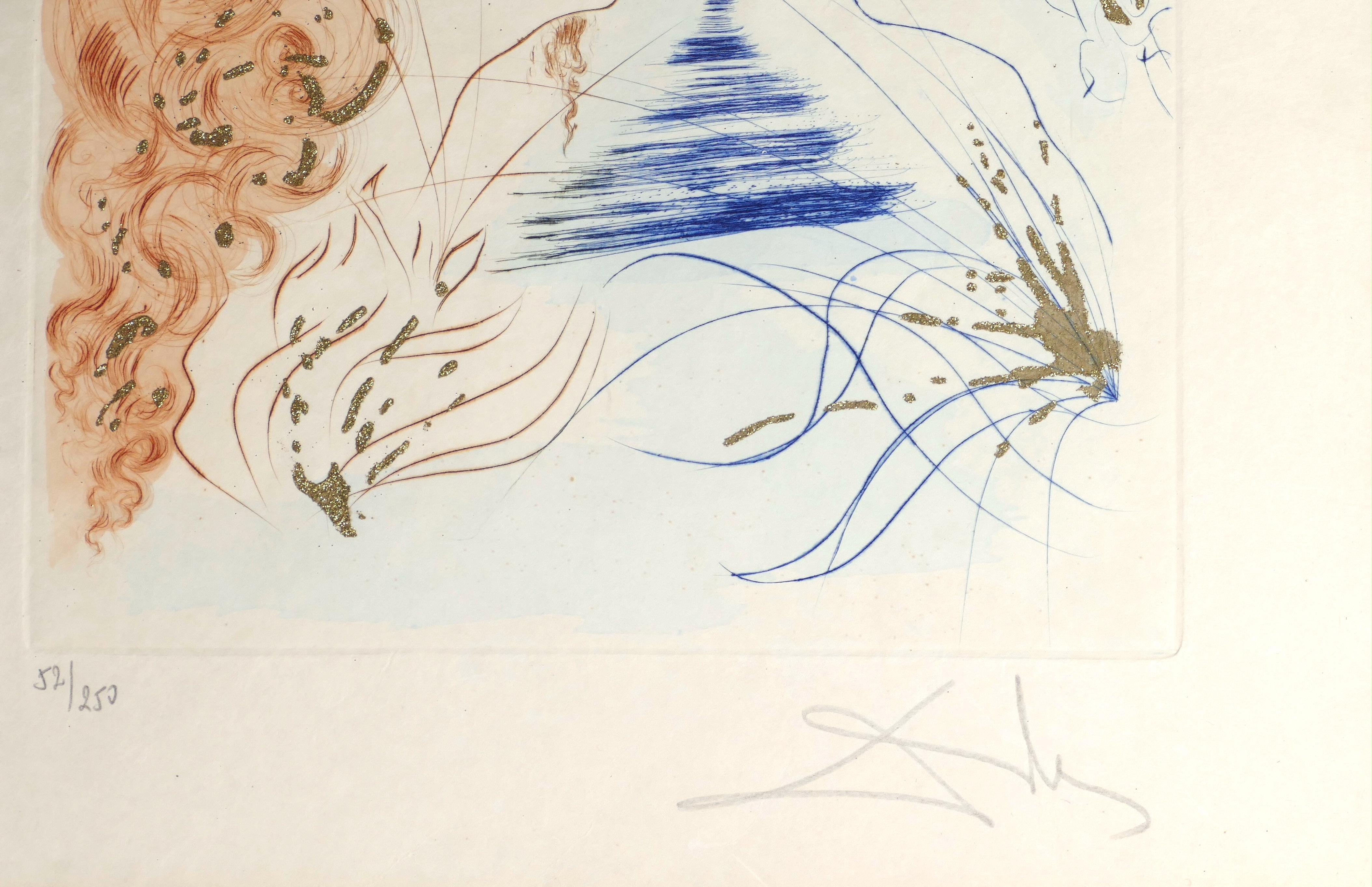 The Shepherd - Original Etching by S. Dalì - 1971 - Beige Figurative Print by Salvador Dalí