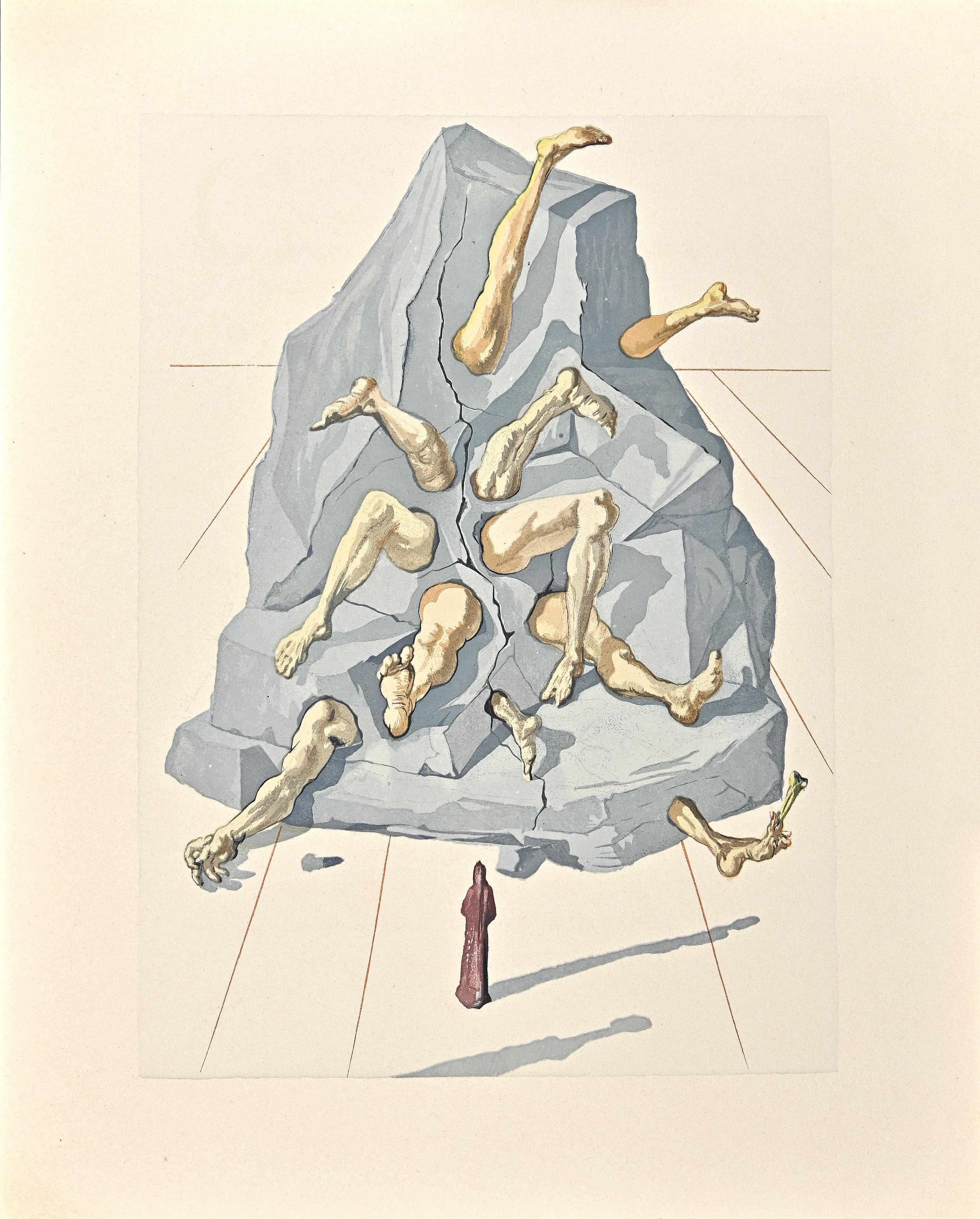 Salvador Dalí Figurative Print - The Simonists - Original Woodcut Print attr. to Salvador Dalì - 1963