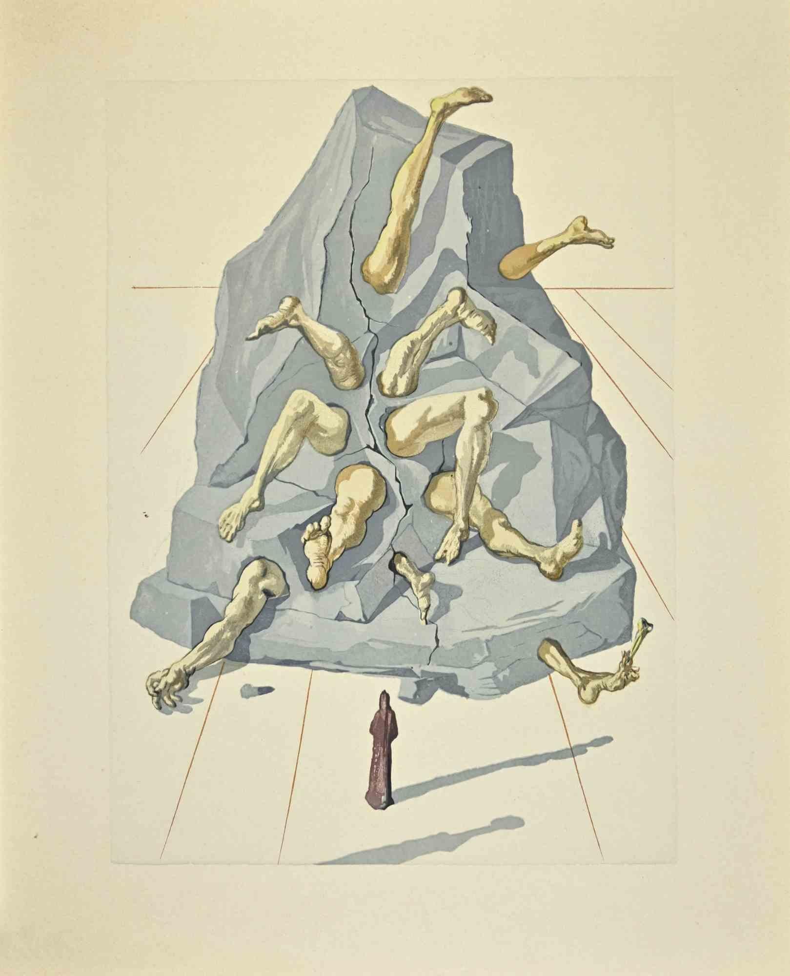 Salvador Dalí Print - The Simonists - Woodcut print - 1963