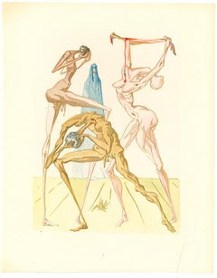 The Sodomites - Original Woodcut Print by Salvador Dalì - 1963