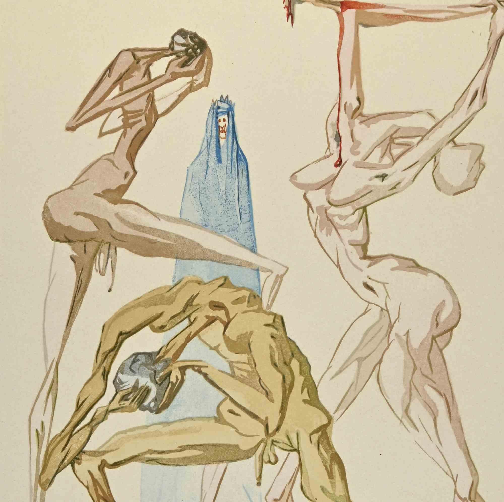 The Sodomites - Woodcut print - 1963 - Print by Salvador Dalí