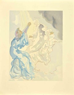 Les âmes sœurs - La Divine Comédie - gravure sur bois  - 1963