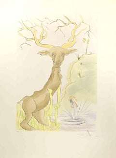 The Stag Reflected in the Water – Radierung  - 1974