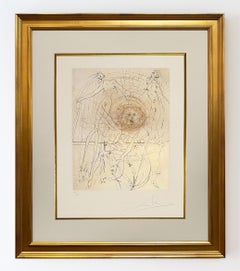 Salvador Dali Color Etching, Surrealist, Signed, 1969, "The Hippies: The Sun"