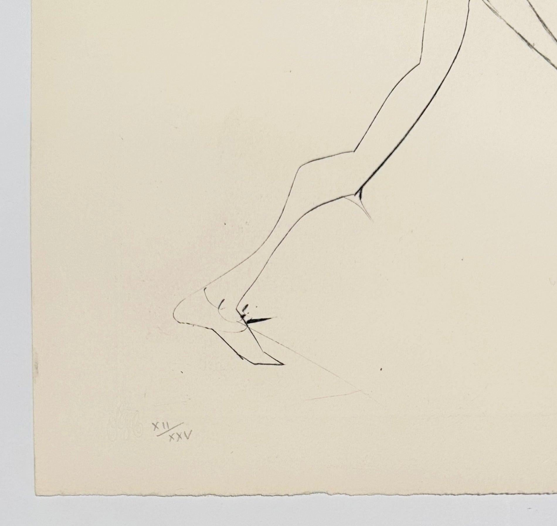 The Three Bad Barons, from Tristan and Iseult - Beige Figurative Print by Salvador Dalí