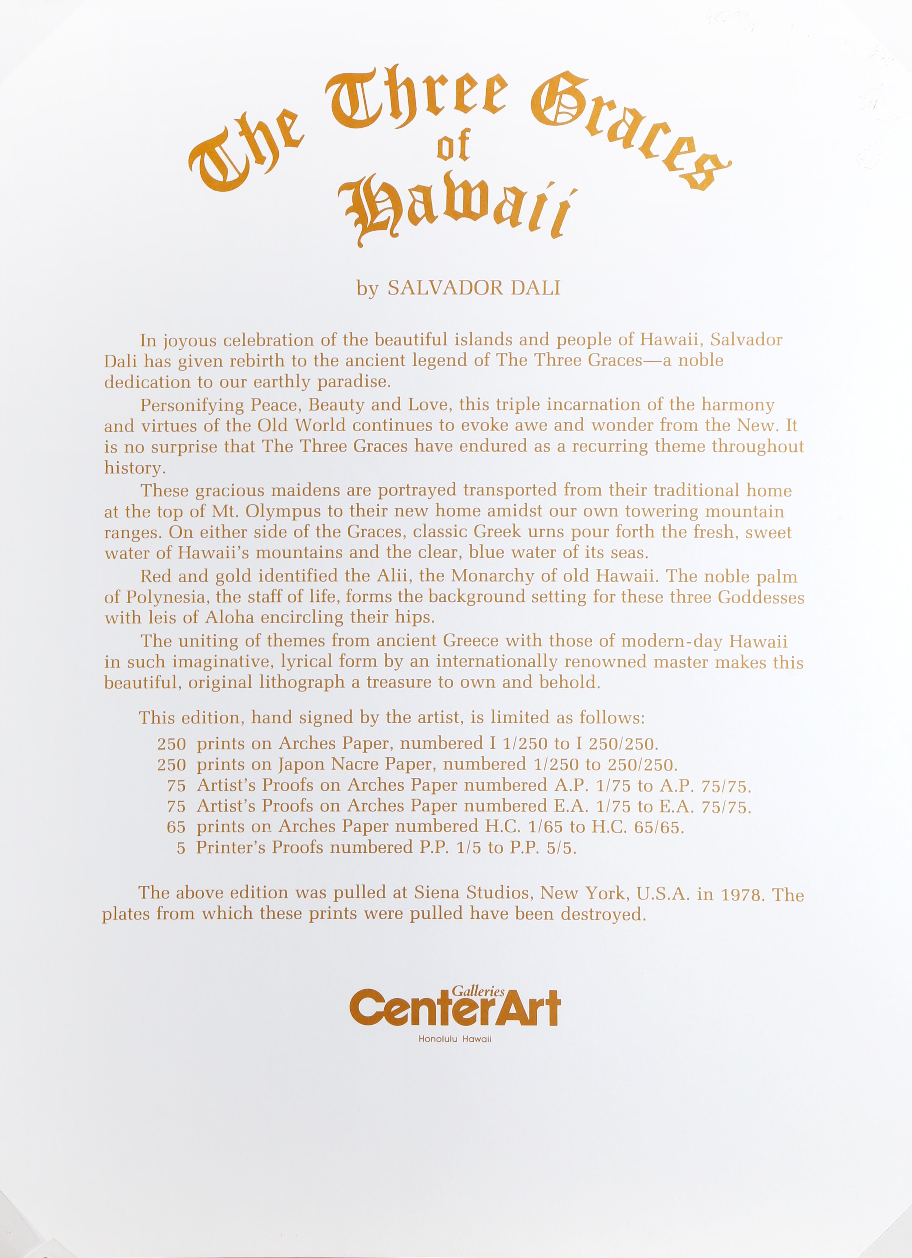 Las Tres Gracias de Hawai, litografía de Salvador Dalí 6