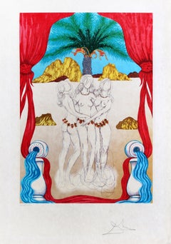 Vintage The Three Graces of Hawaii, Lithograph by Salvador Dali