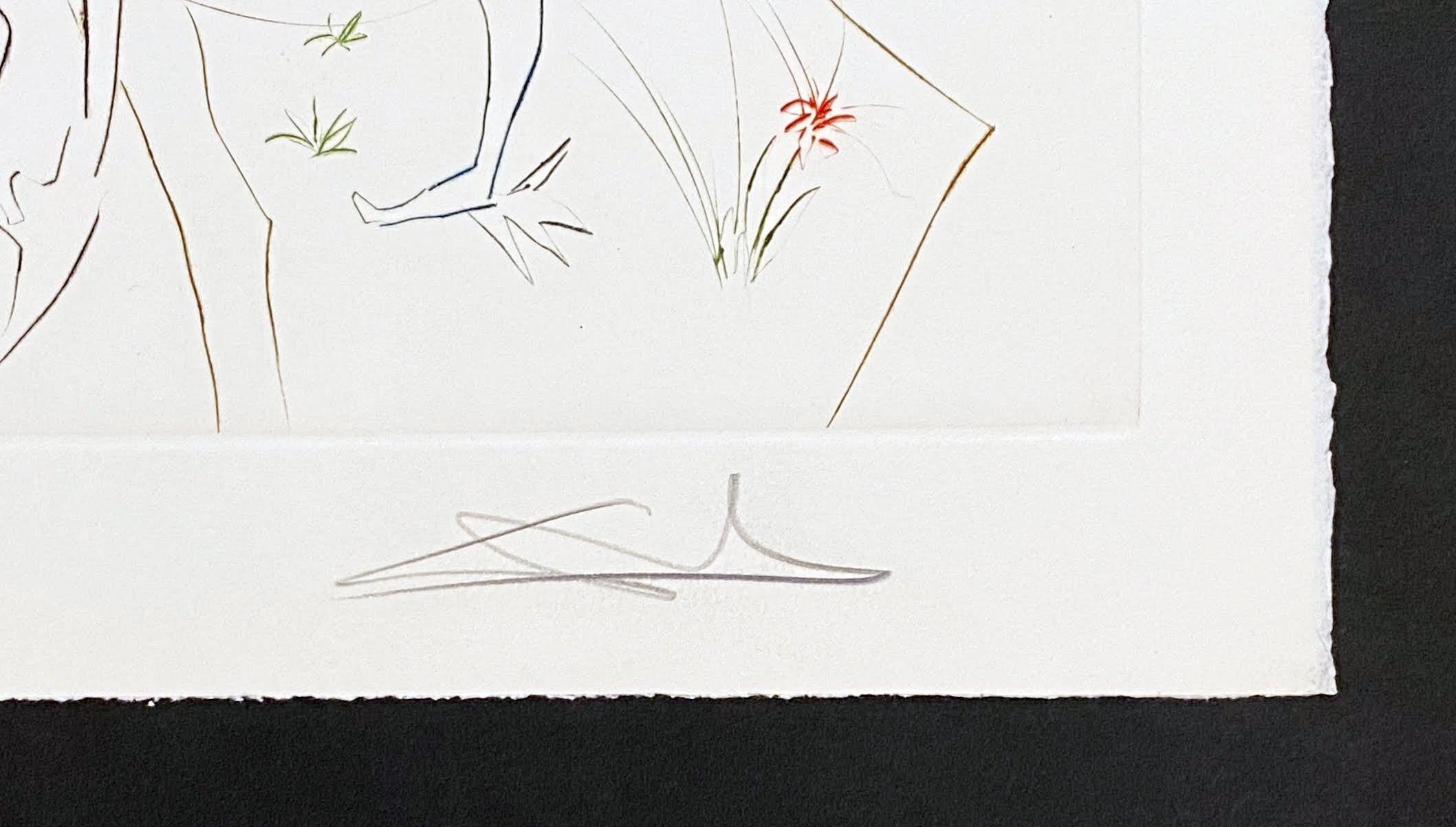 Artista: Salvador Dalì
Titolo: Il Torneo di Galera
Portfolio: La ricerca del Graal
Mezzo: Acquaforte a colori
Anno: 1975
Edizione: 39/100
Dimensioni del telaio: 27