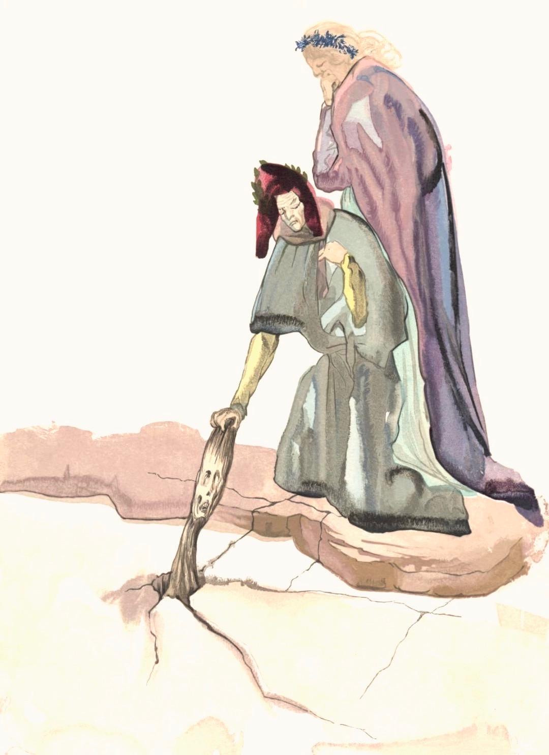 Salvador Dalí Figurative Print - Salvador Dali, The Traitor of Montaperti (M. & L. 1039-1138; F. 189-200)
