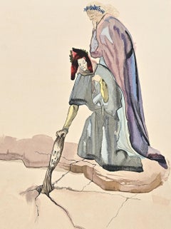 The Traitor of Montaperti - Original Woodcut Print attr. to Salvador Dalì - 1963