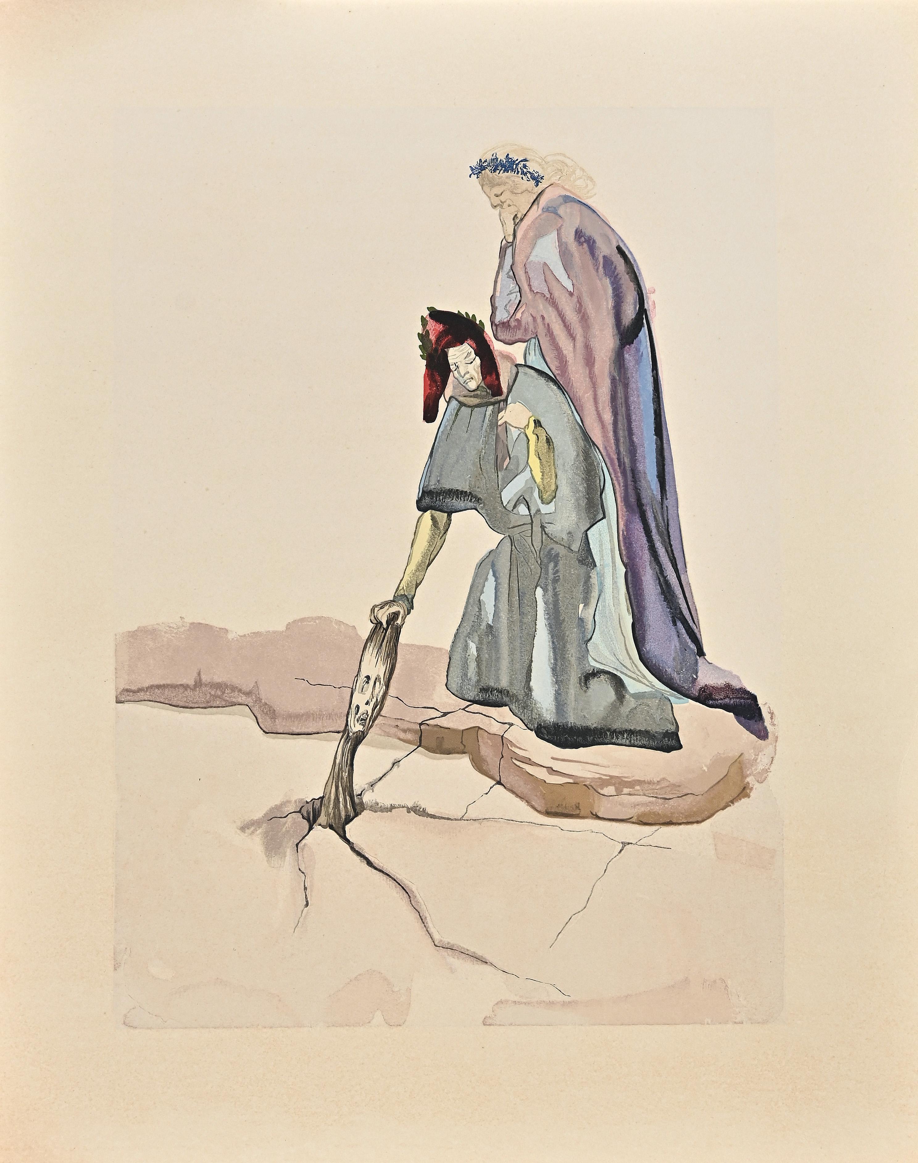 Salvador Dalí Figurative Print - The Traitor of Montaperti - Original Woodcut Print attr. to Salvador Dalì - 1963