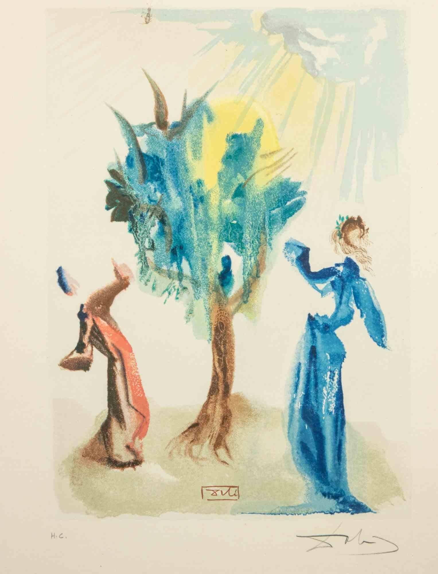 The Tree of Penitence - Woodcut - 1960s - Beige Figurative Print by Salvador Dalí