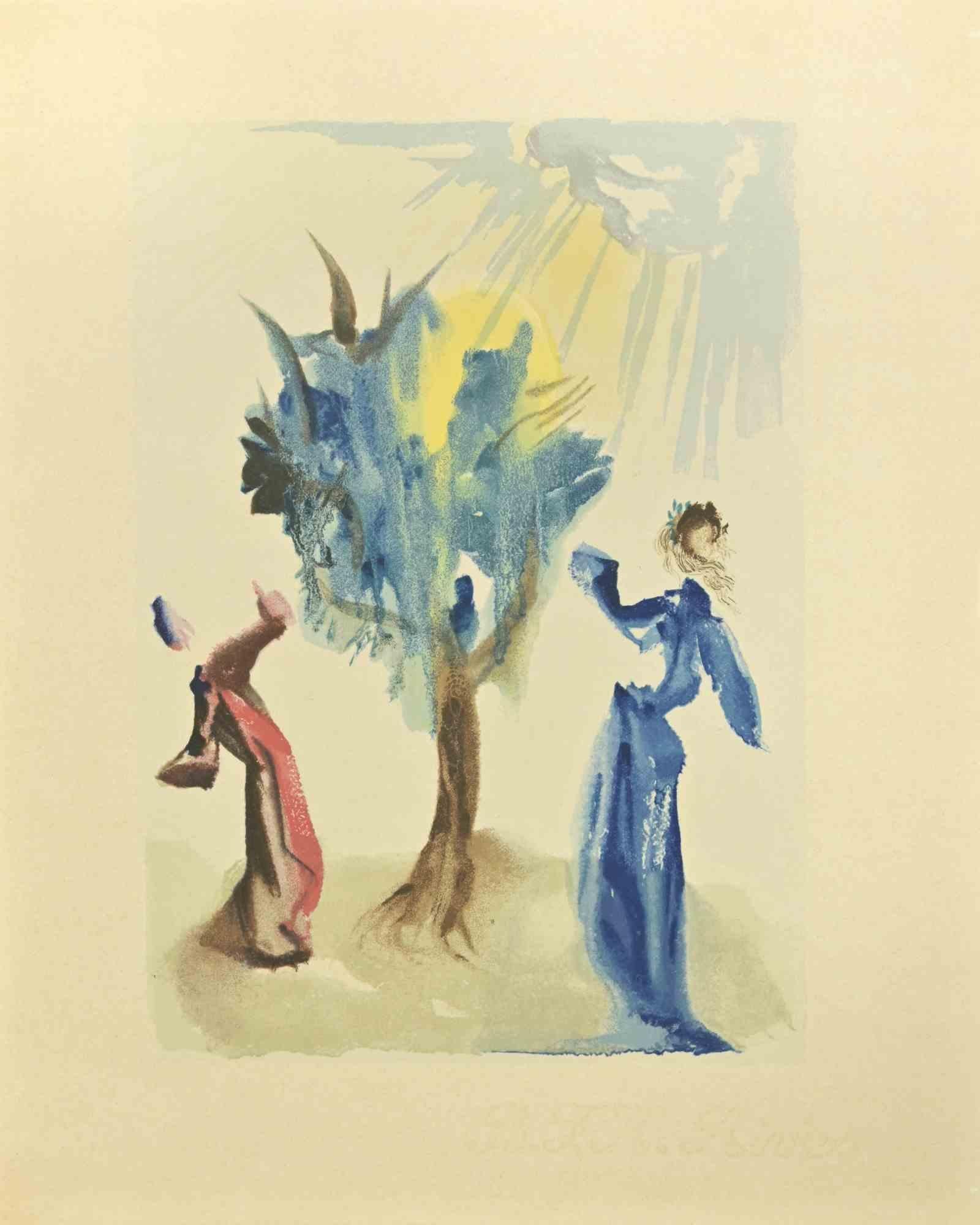 Salvador Dalí Figurative Print - The Tree of Punishment - Woodcut - 1963