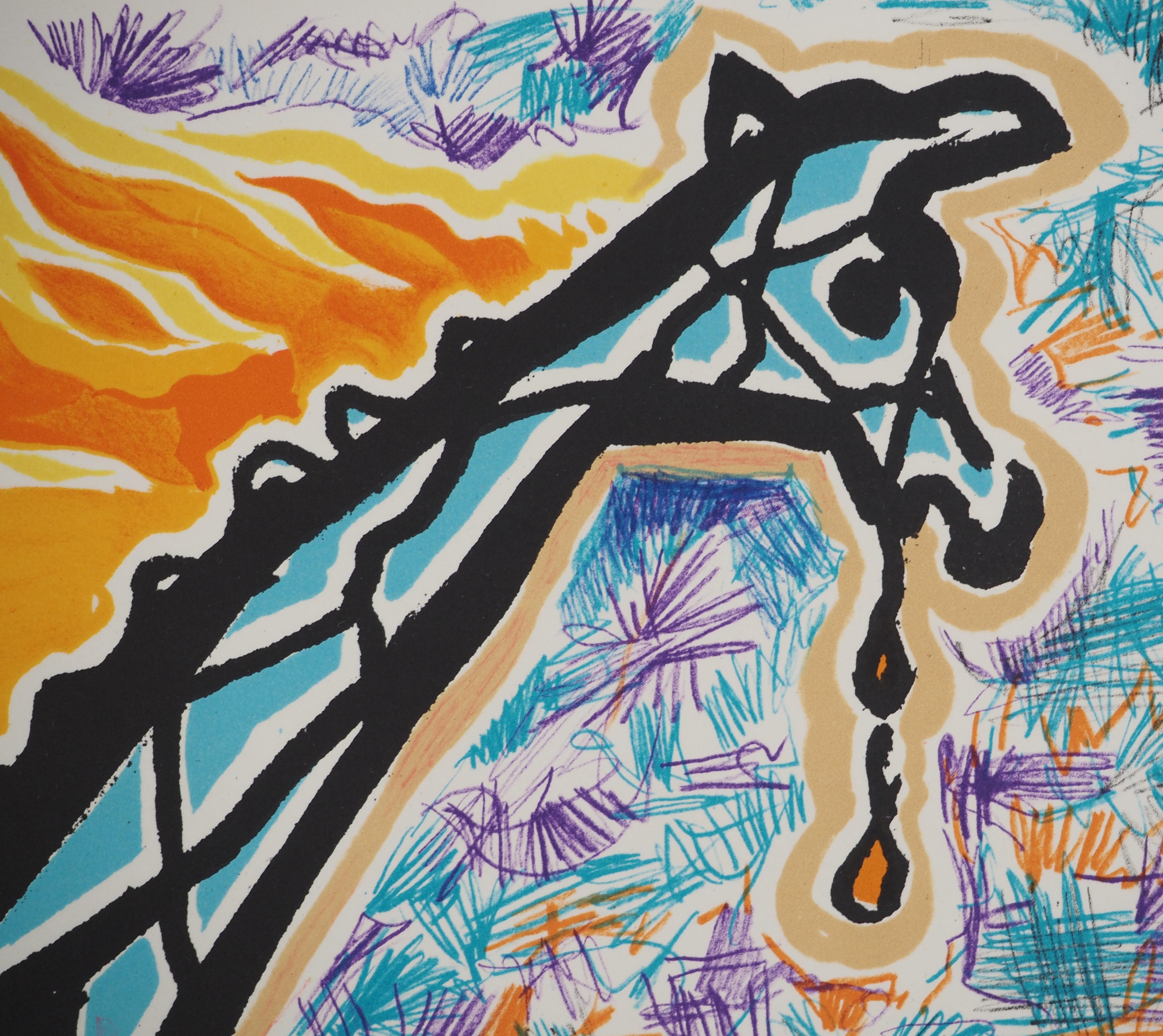 Salvador DALI
I Vitraux: Giraffe Afire, 1973

Litografia originale
Firmato a matita  
Edizione numerata di 250 copie 
Su pergamena Arches, 48 x 65 cm (c. 18,9 x 25,6 pollici)

Riferimenti : 
- Catalogo ragionato Campo #76-2A
- Catalogo ragionato