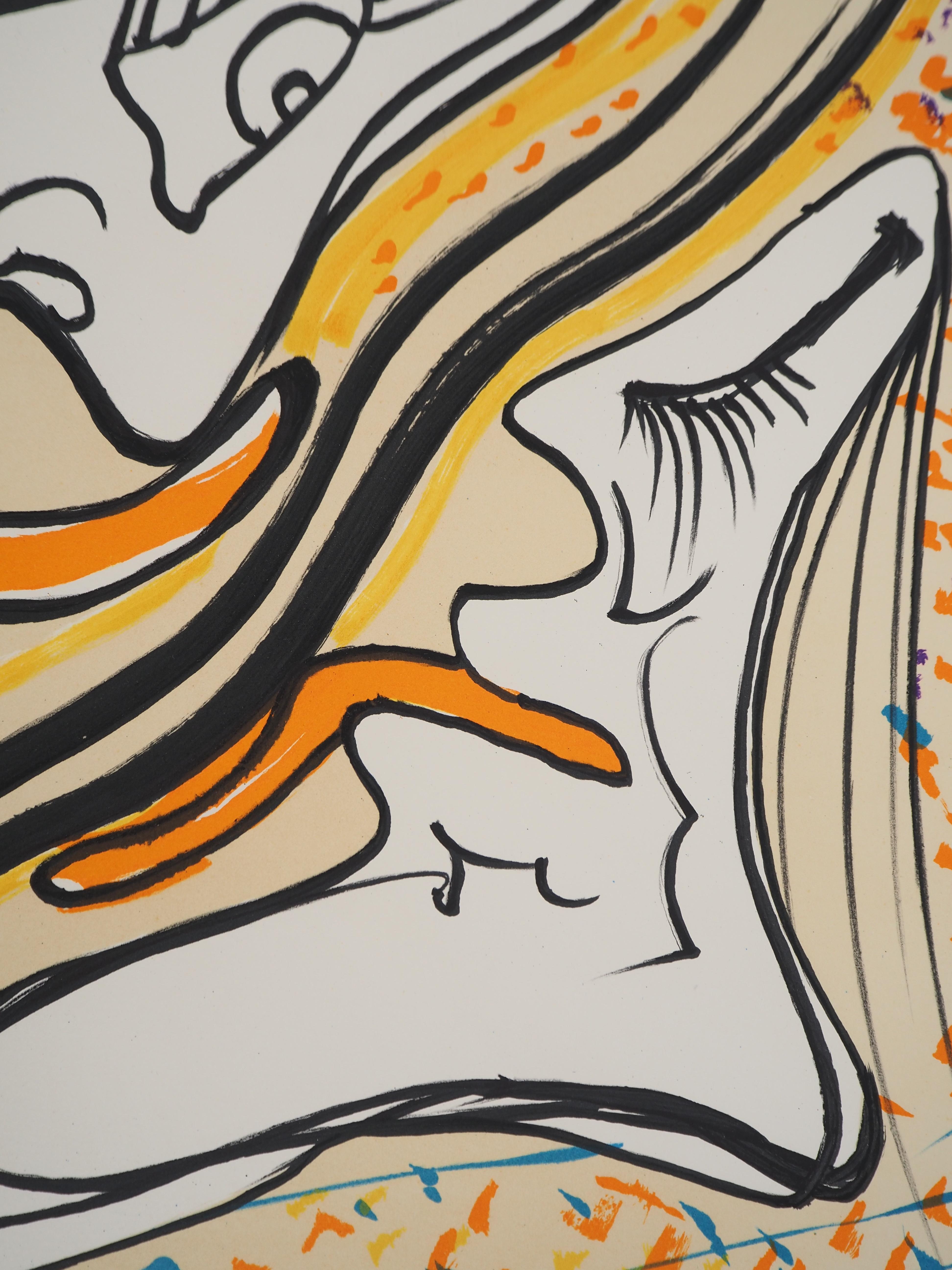 The Vitraux : Hallucinogenic Embrace - Original Lithograph Signed (Field #74-5J) - Beige Figurative Print by Salvador Dalí