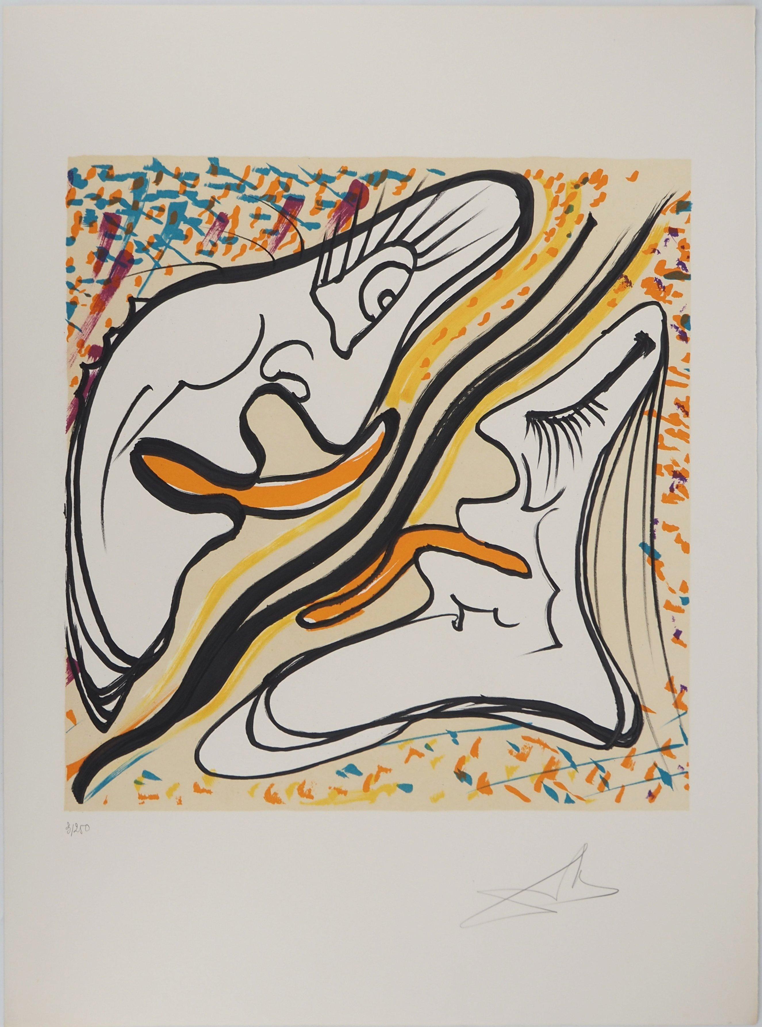 Salvador Dalí Figurative Print - The Vitraux : Hallucinogenic Embrace - Original Lithograph Signed (Field #74-5J)