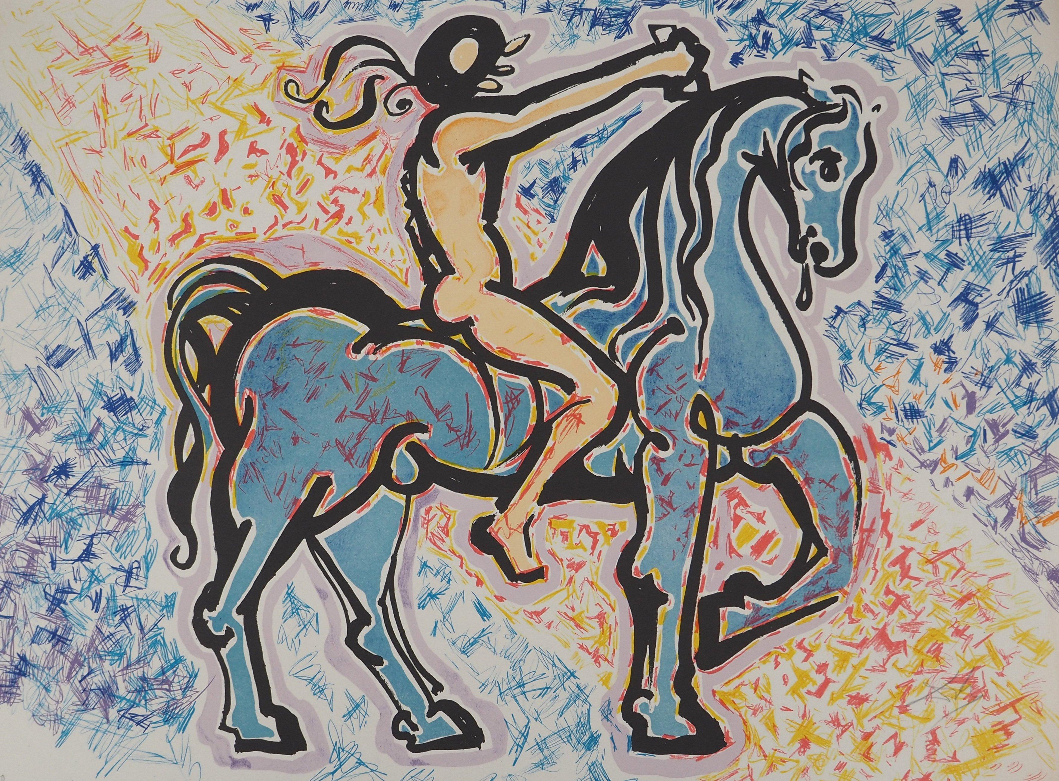 The Vitraux: Horseman - Litografia originale, firmata (Field #76-2B) - Print di Salvador Dalí
