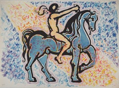 The Vitraux : Horseman - Original Lithograph, Handsigned (Field #76-2B)