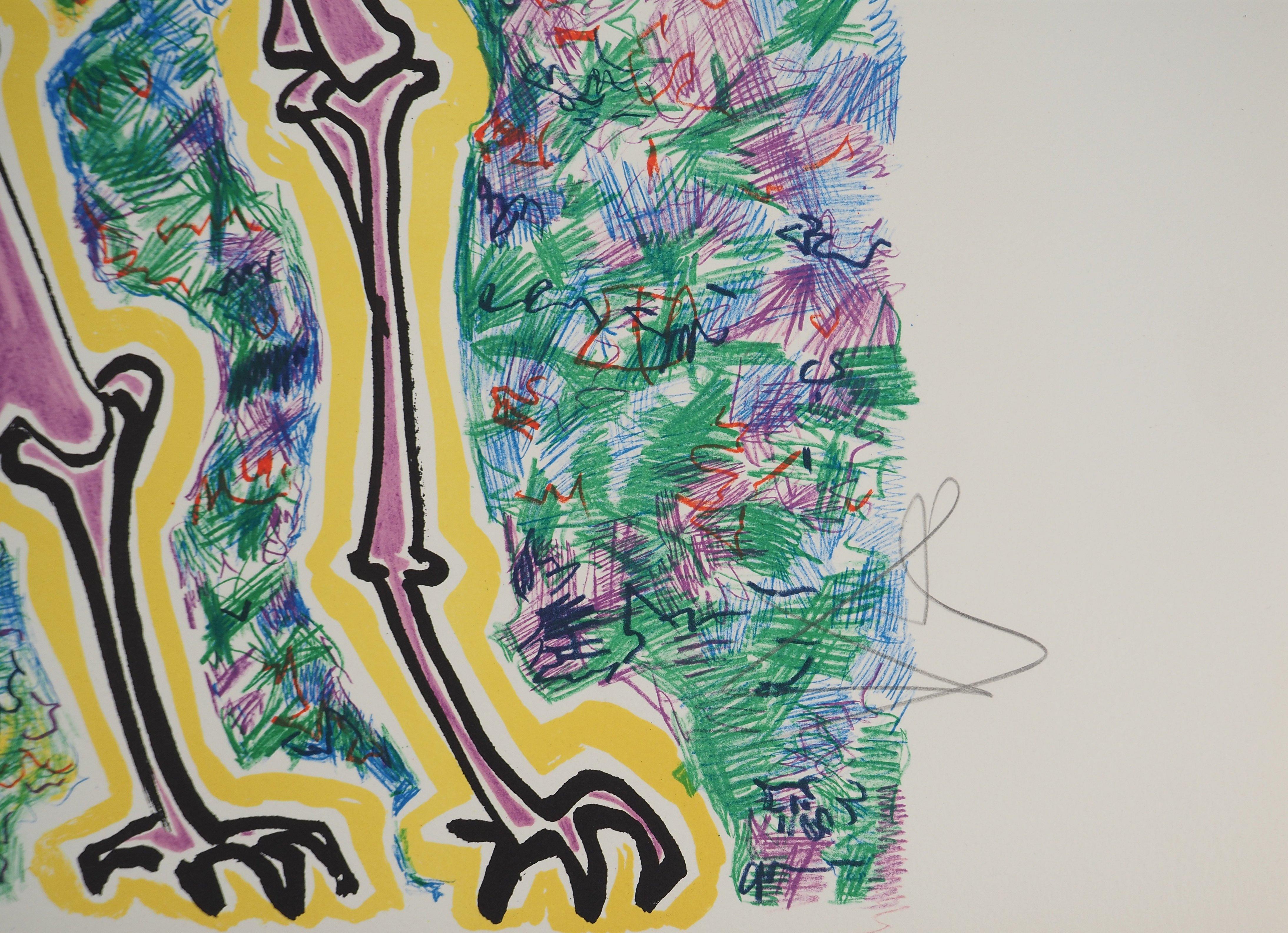 Los Vitraux : Elefante rosa - Litografía original firmada a mano (Campo #76-2F) - Print de Salvador Dalí