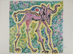 Vintage The Vitraux : Pink Elephant - Original Lithograph Handsigned (Field #76-2F)