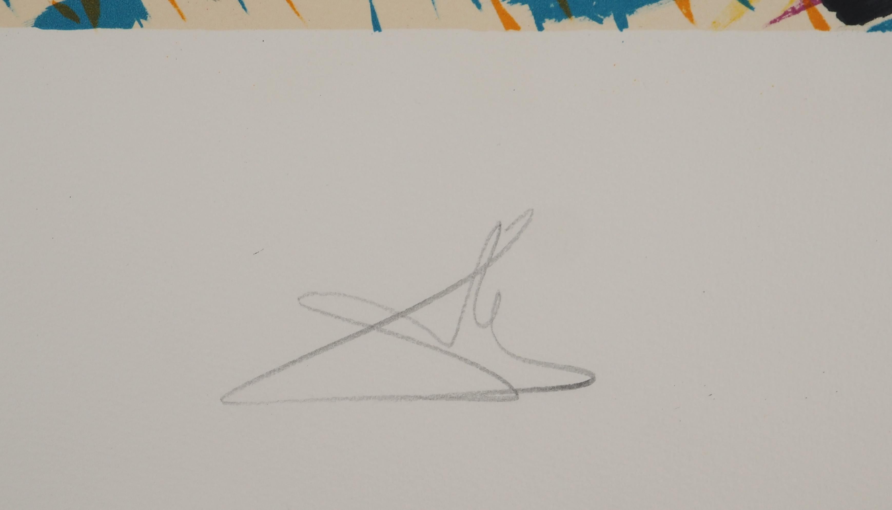 The Vitraux : The Angel - Original Lithograph Handsigned (Field #74-5I) - Print by Salvador Dalí