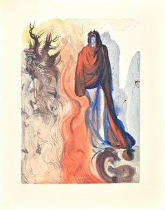 The Waterfall of the Phlegethon - Original Woodcut Print attr. to S. Dalì - 1963