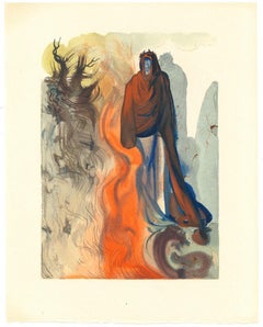 The Waterfall of the Phlegethon - Original Woodcut Print by Salvador Dalì - 1963