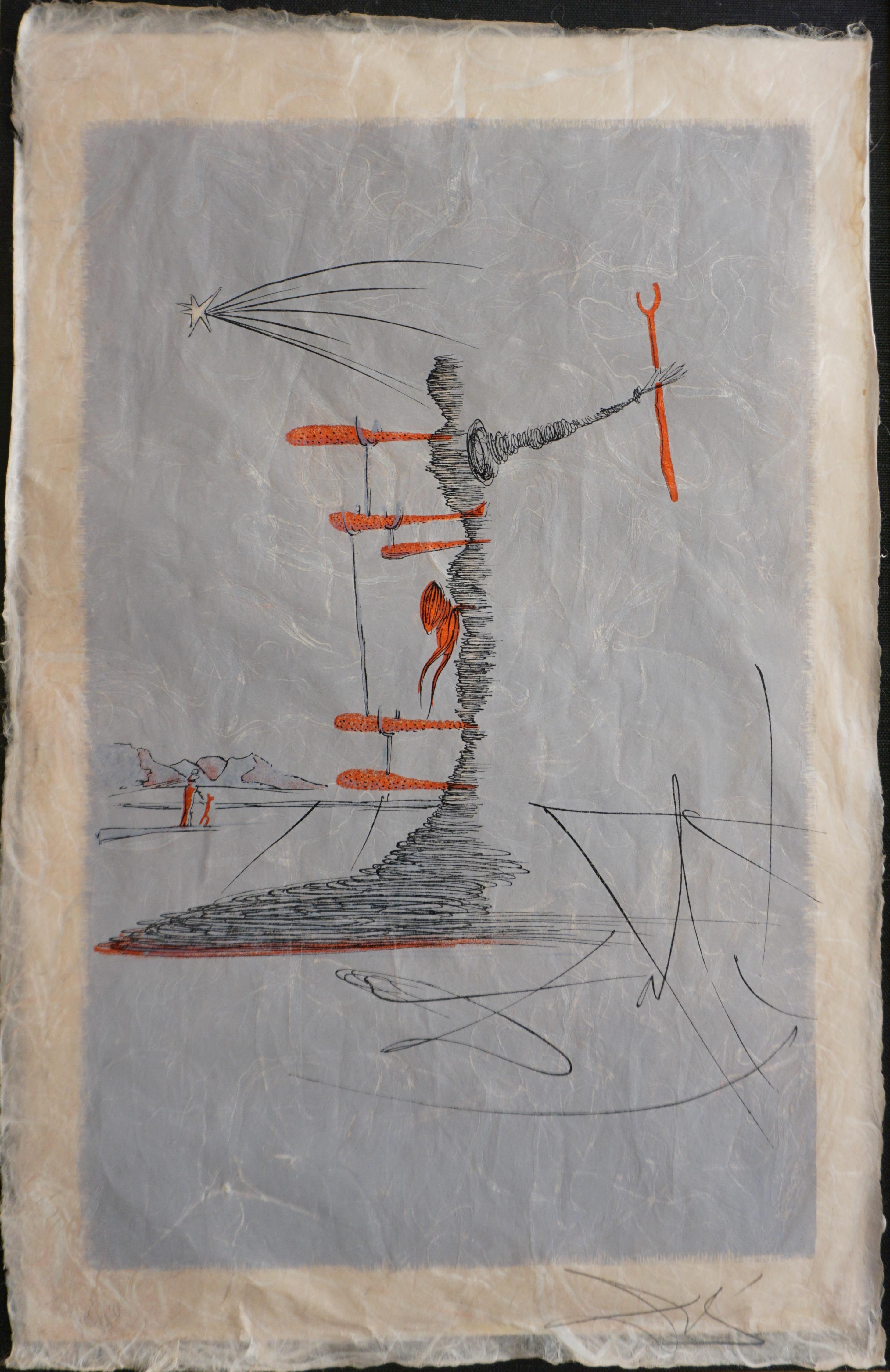 Salvador Dalí Figurative Print - The Woman in The Cosmos Dominating The World