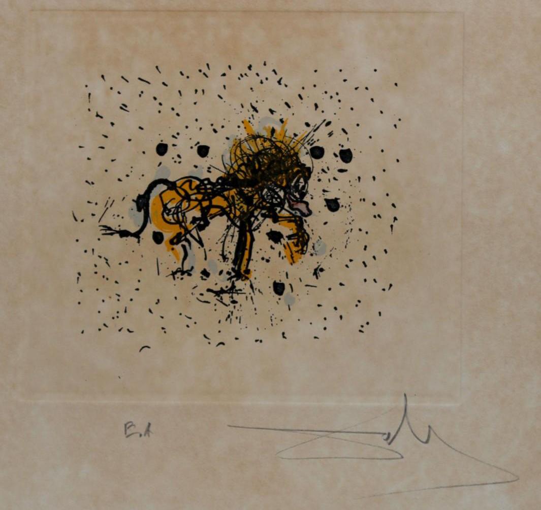The Zodiac II Leo - 1975 - Grabado firmado a lápiz - Beige Abstract Print par Salvador Dalí