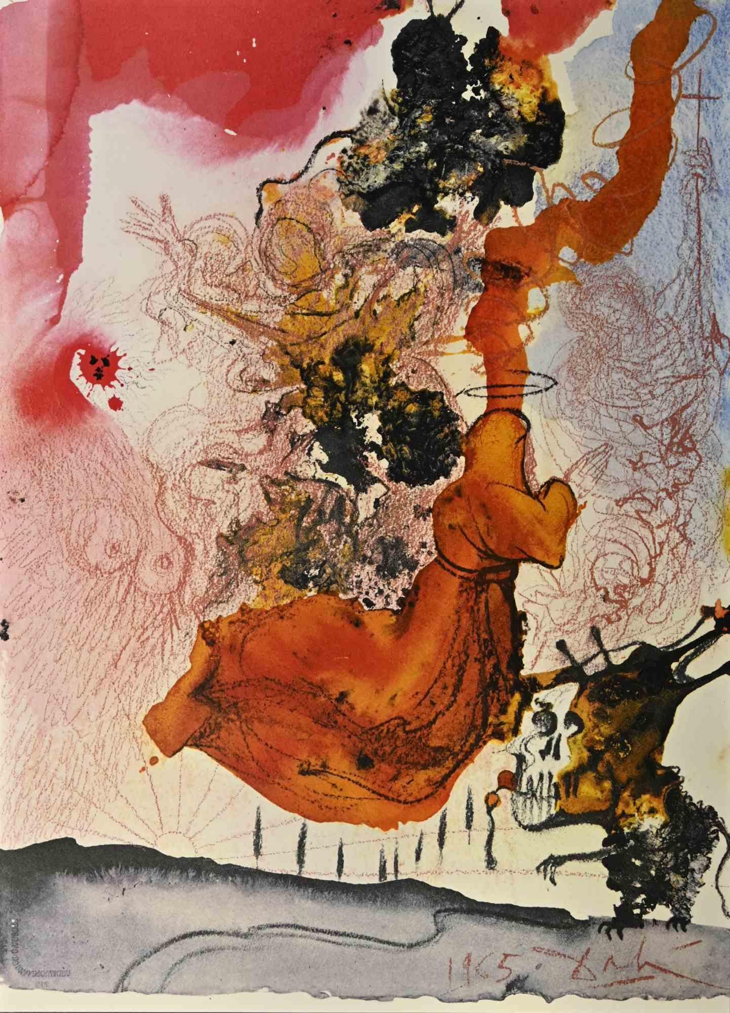 Print de Salvador Dalí - Entonces se levantó el profeta Elías como fuego, y su palabra quemó  - Litografía - 1964