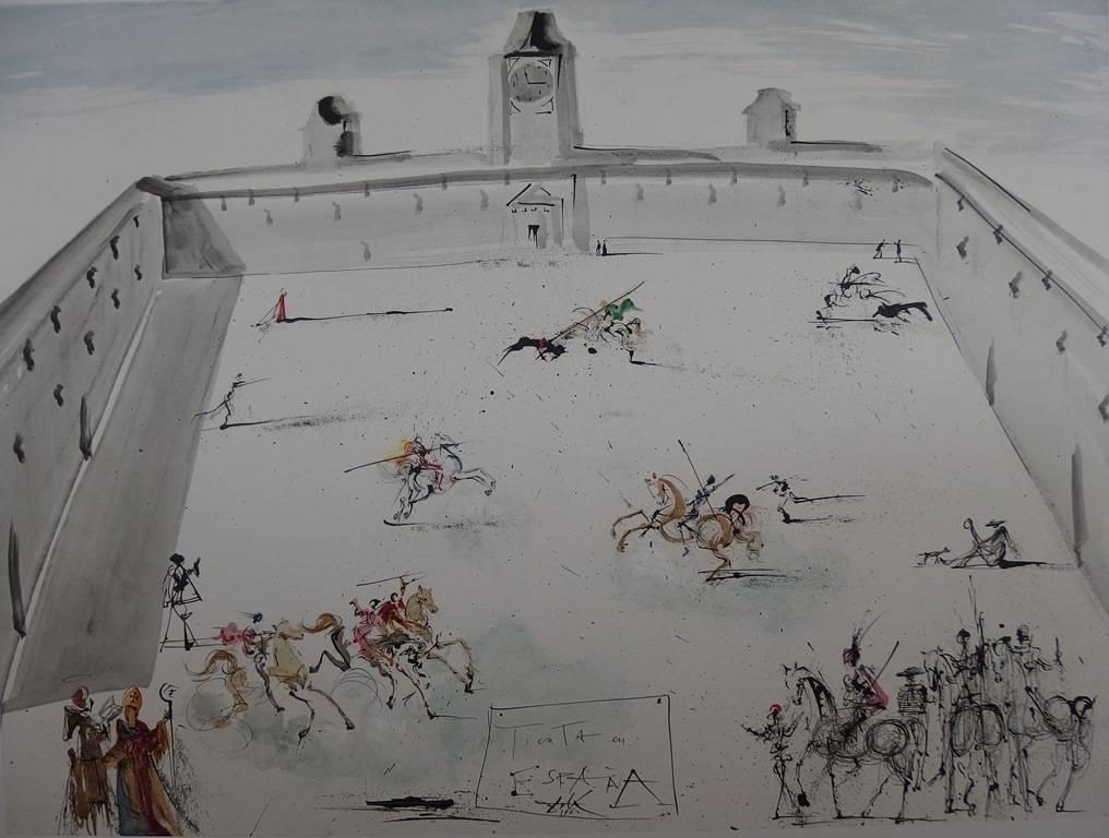 Tienta en España - Litografía (Campo nº 67-2) - Print Surrealista de Salvador Dalí