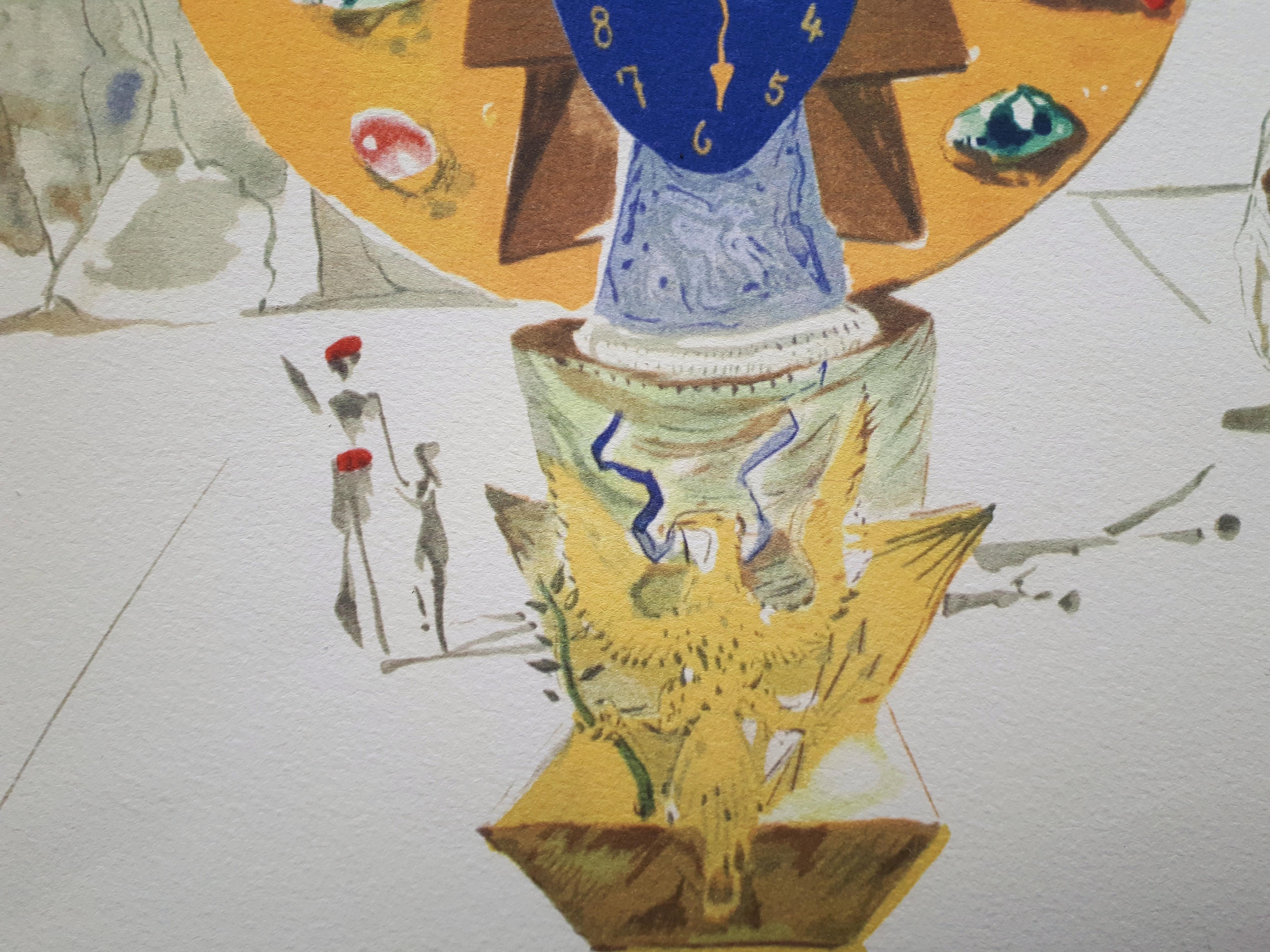 Time : American Clock, Timeless Statue - Handsigned Lithograph - 1976 - Surrealist Print by Salvador Dalí