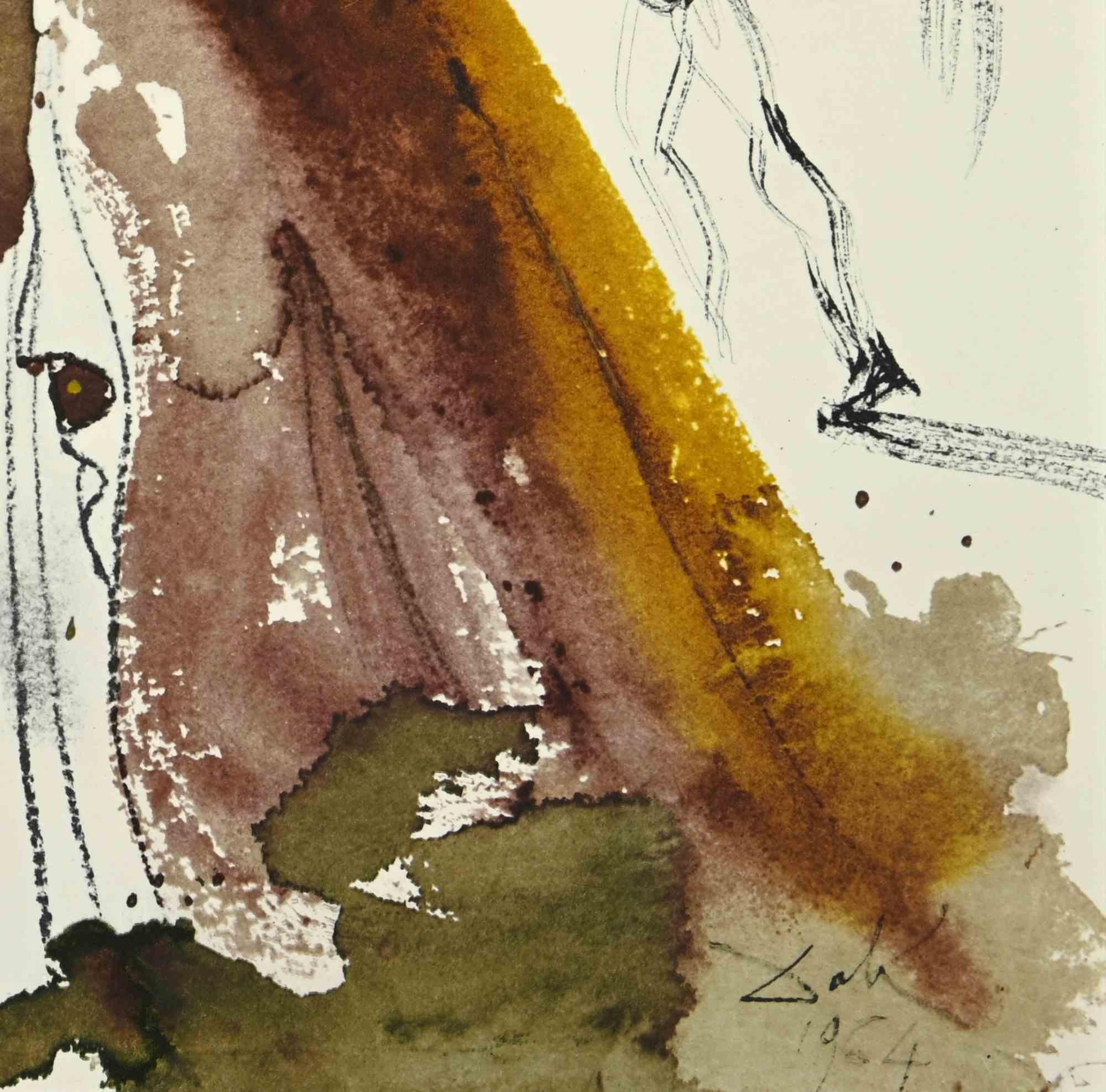 Tobias hört Raphael zu - Lithographie - 1964 – Print von Salvador Dalí