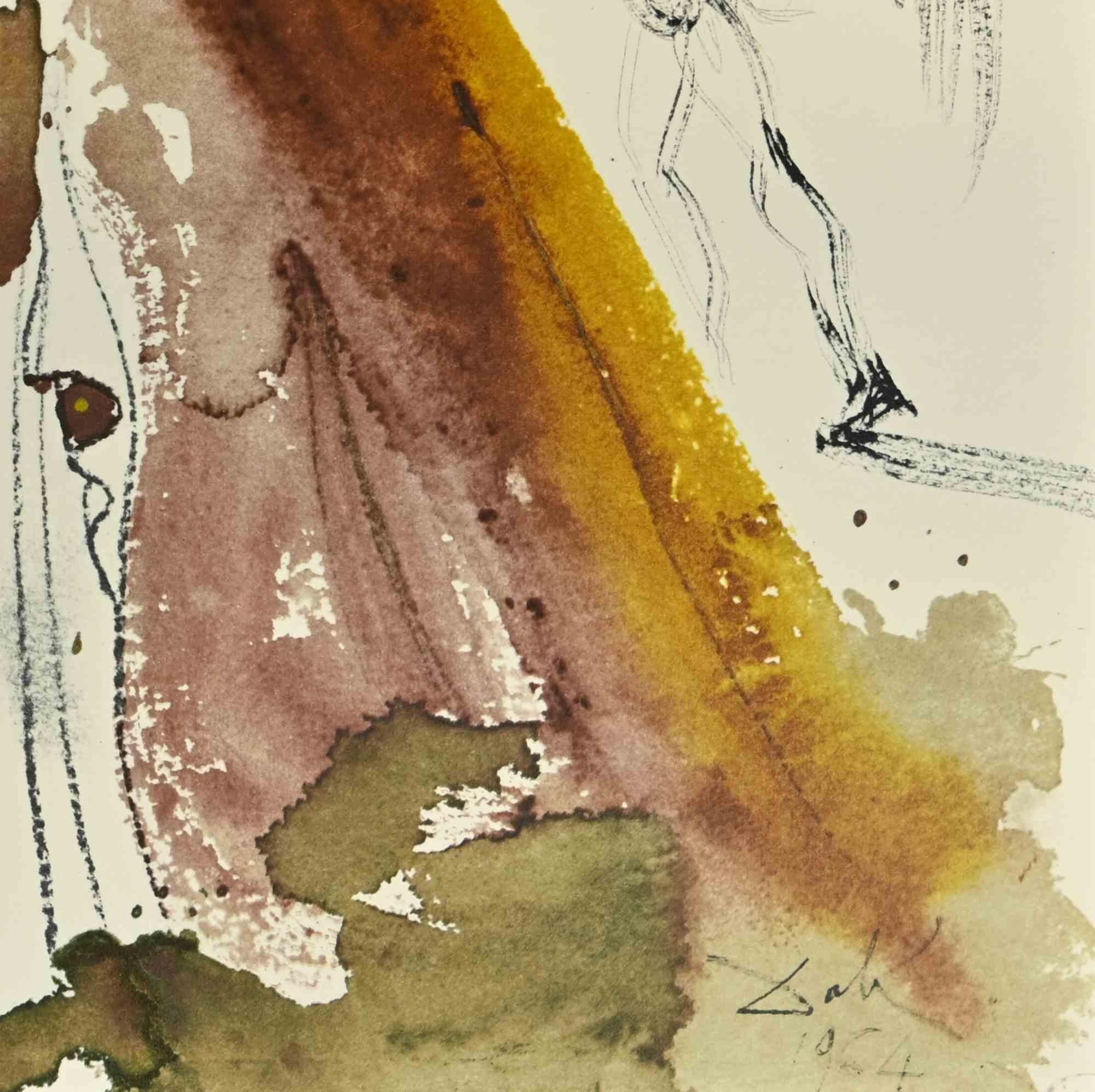 Tobias Listens to Raphael - Lithograph - 1964 - Print by Salvador Dalí