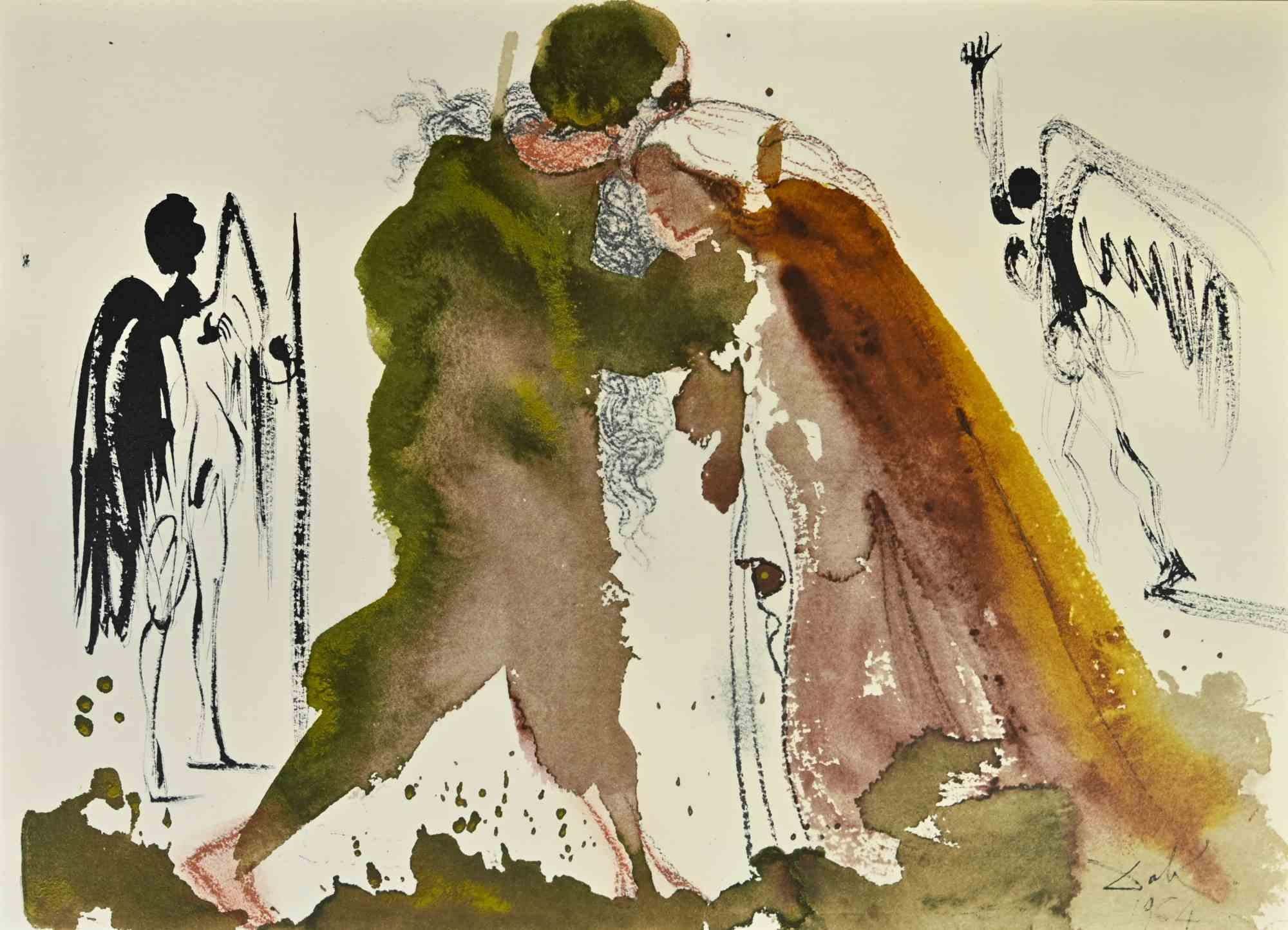 Salvador Dalí Print - Tobias Listens to Raphael - Lithograph - 1964