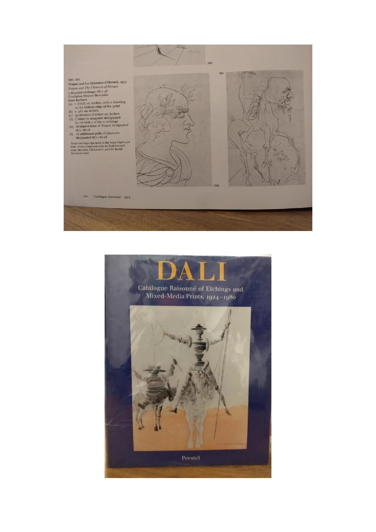 Trajan and the Chimera of Horaci. engraving painting - Surrealist Print by Salvador Dalí