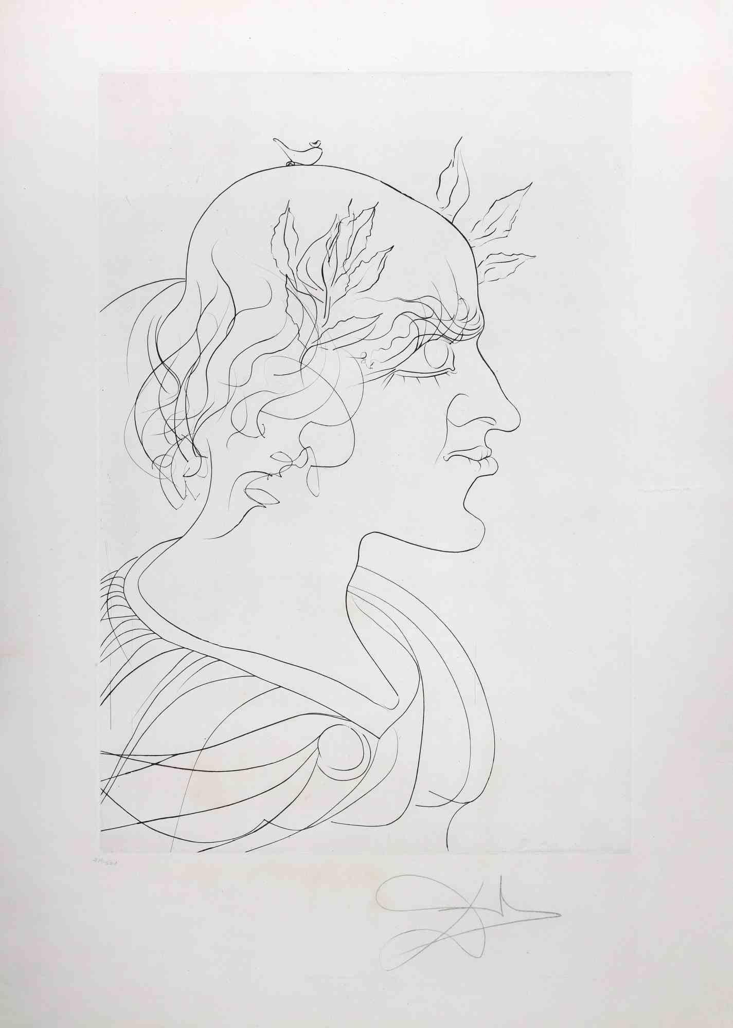 Salvador Dalí Portrait Print - Trajan - Drypoint Etching attr. to Salvador Dalì - 1973