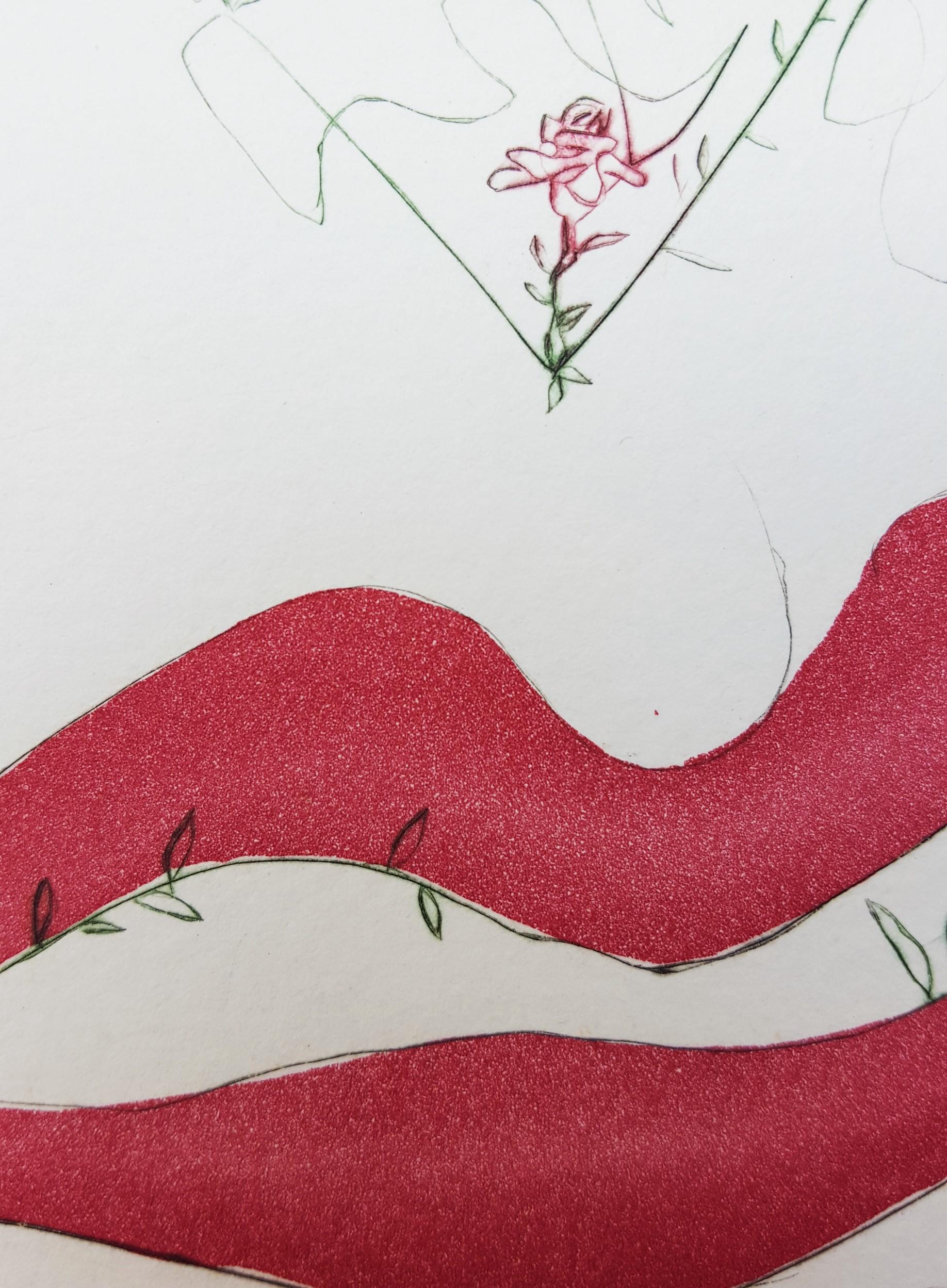 Transfiguration /// Surrealism Salvador Dali Landscape Etching Face Lips Surreal For Sale 6