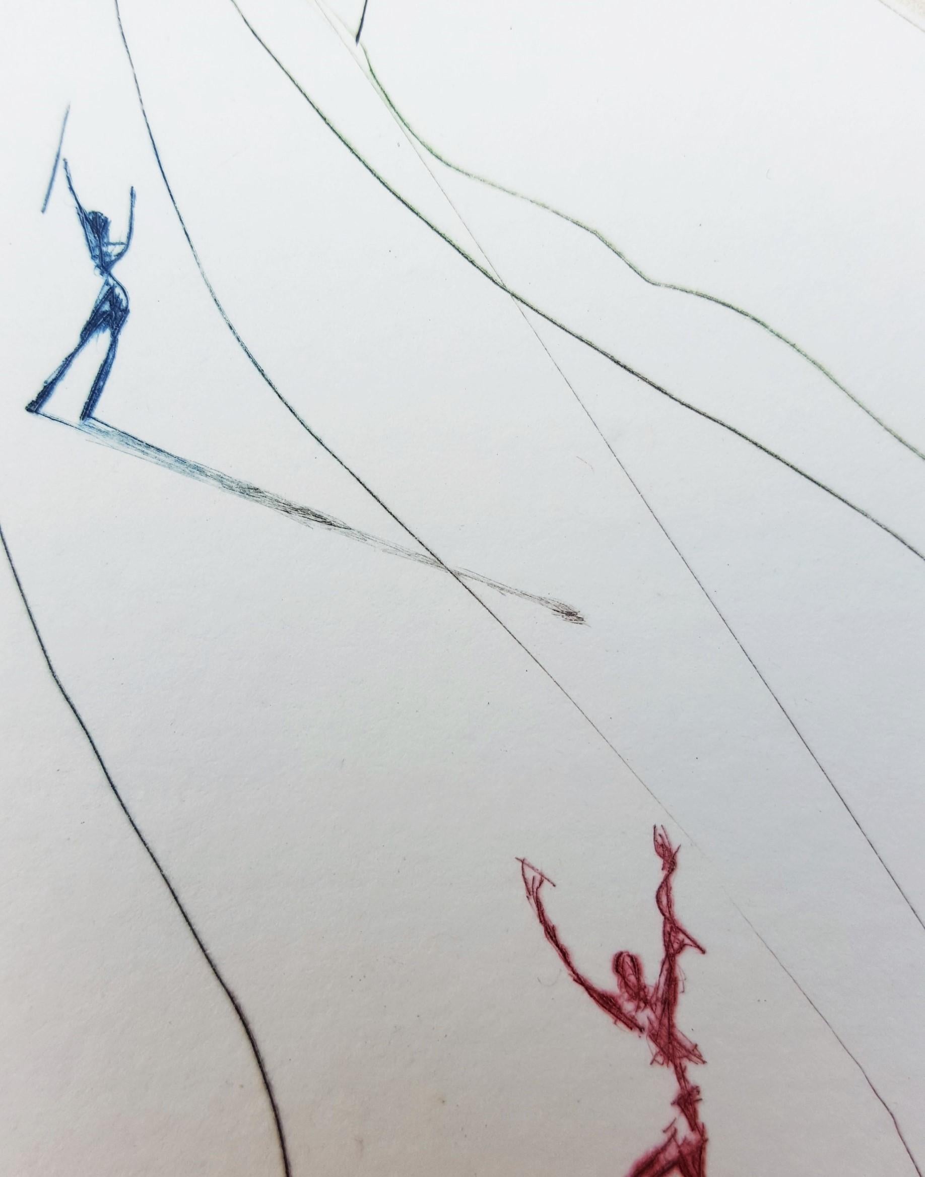 Transfiguration /// Surrealism Salvador Dali Landscape Etching Face Lips Surreal For Sale 10