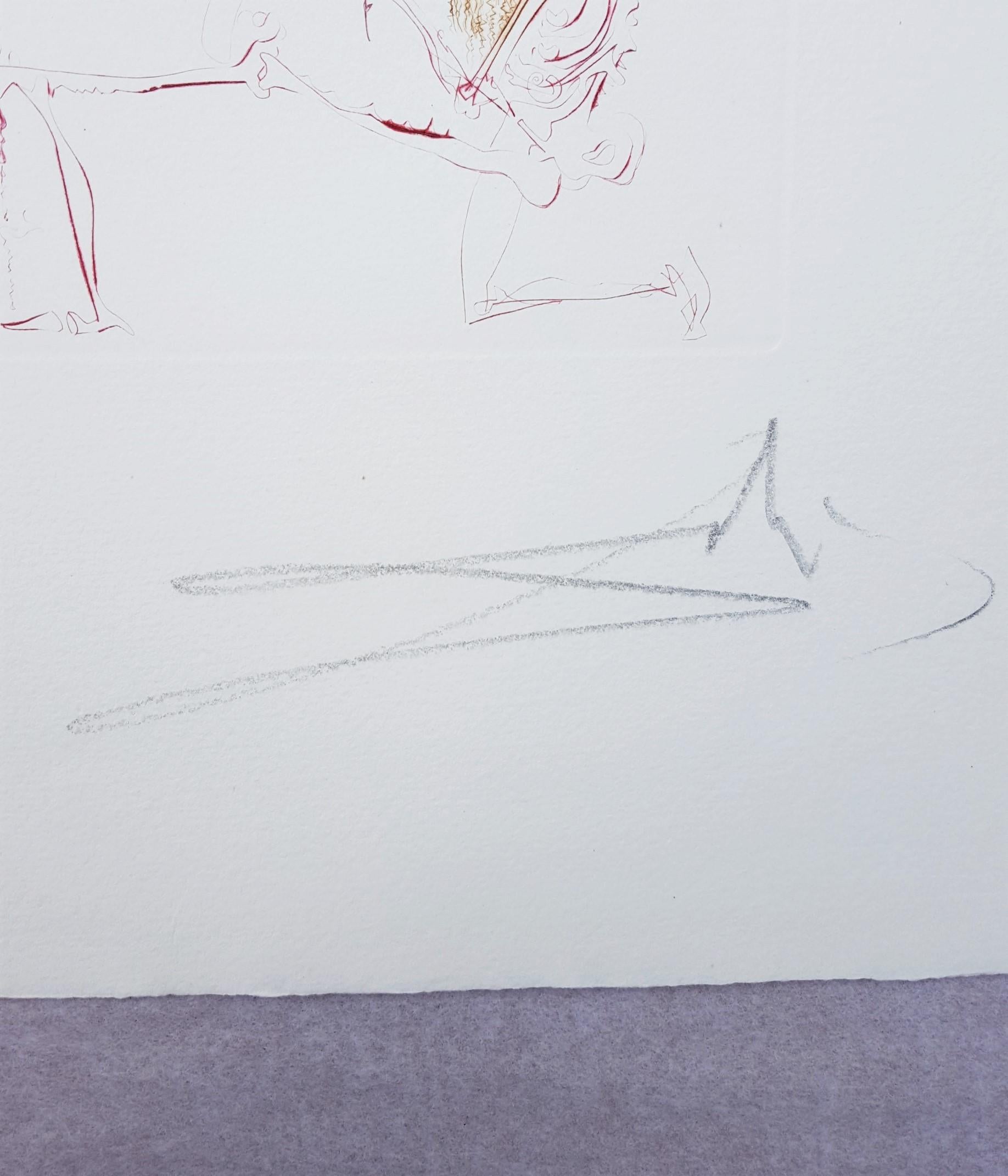 Transfiguration /// Surrealism Salvador Dali Landscape Etching Face Lips Surreal For Sale 2