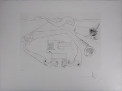 Hommage an Leonardo da Vinci, Ölriss - Handsignierte Original-Radierung