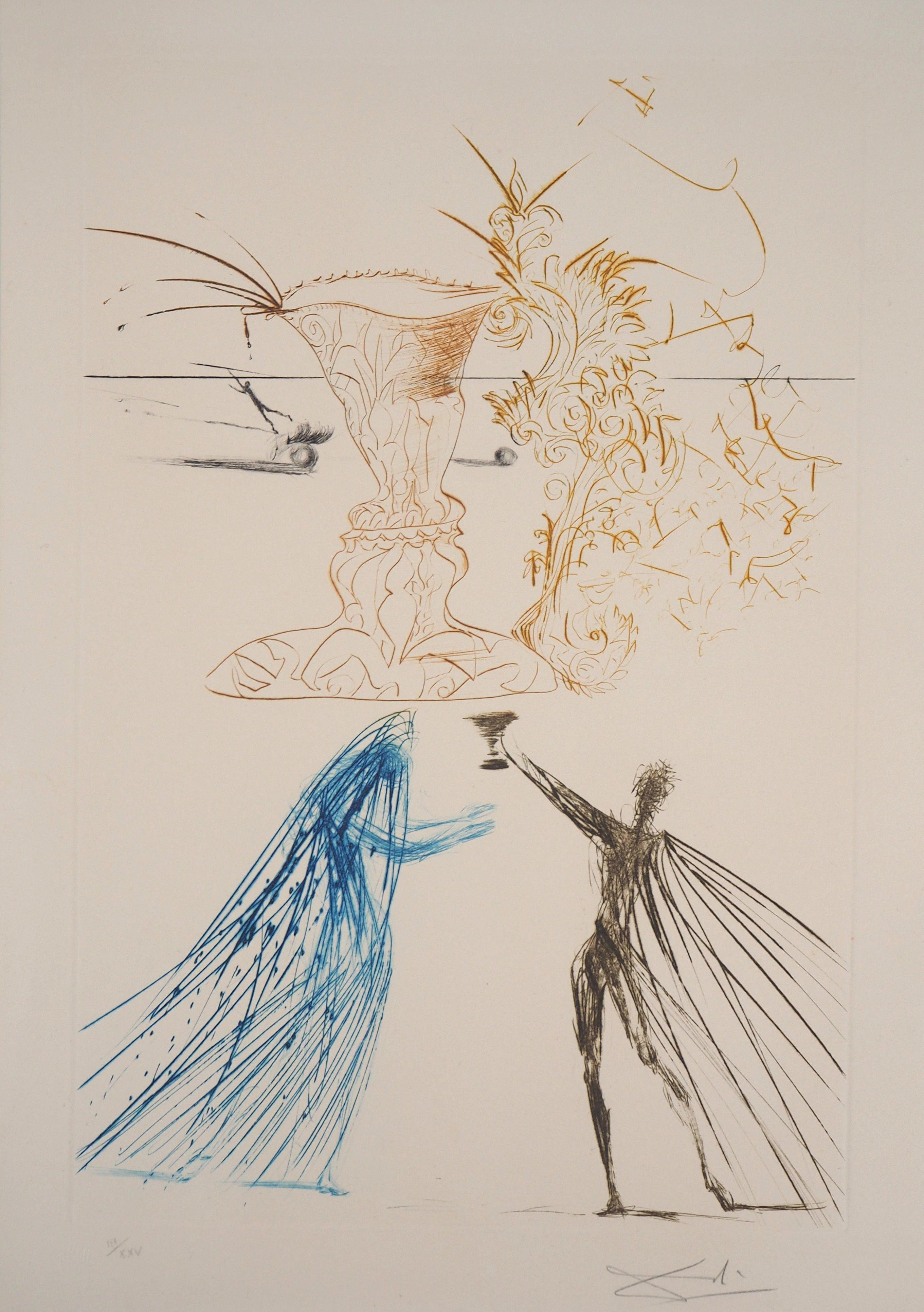 Tristan and Iseult and Cup Faces, 1970 - Original Handsigned Etching  1