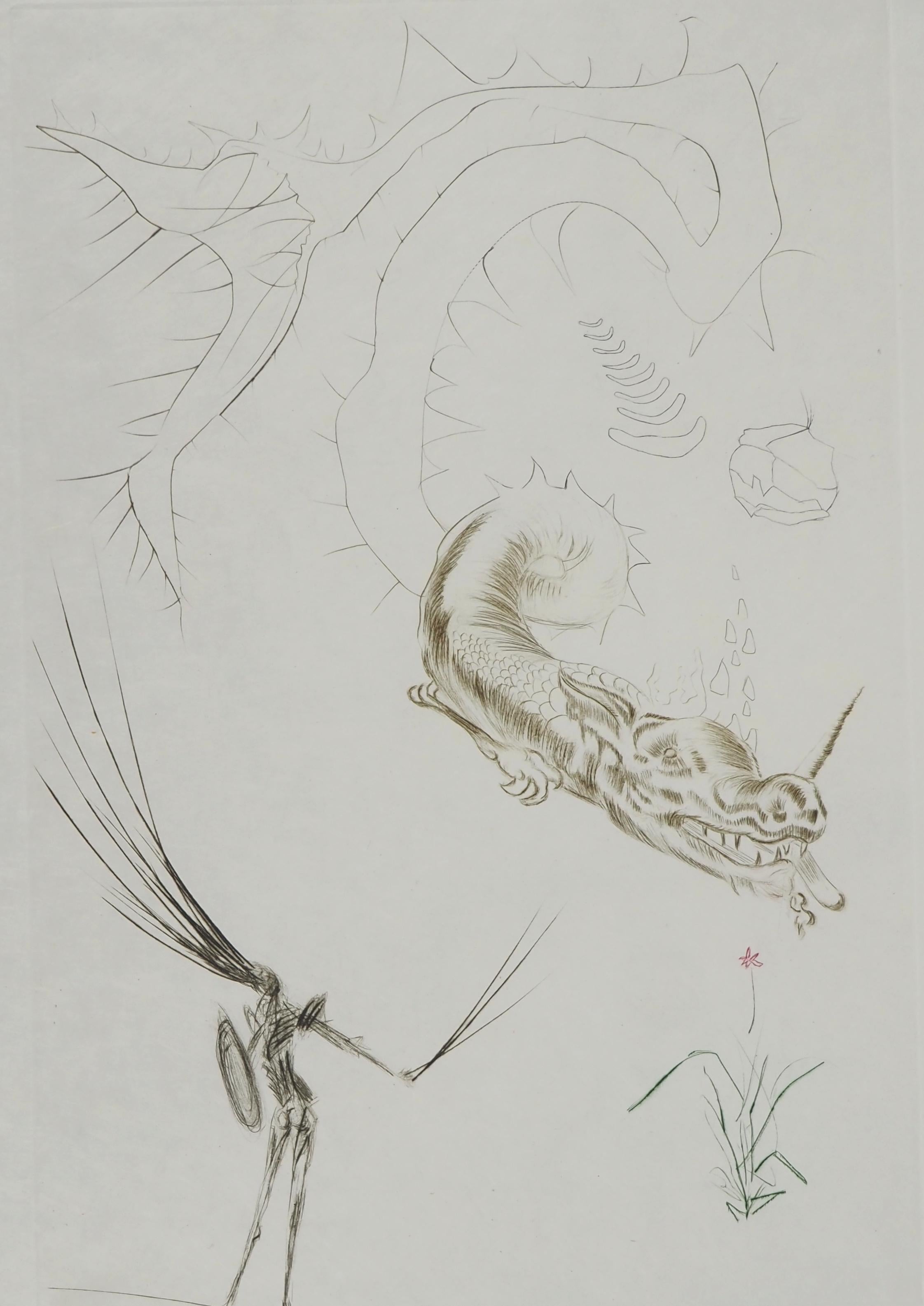 Tristan And The Dragon - Original Etching Handsigned (Field #70-10 E) - Surrealist Print by Salvador Dalí