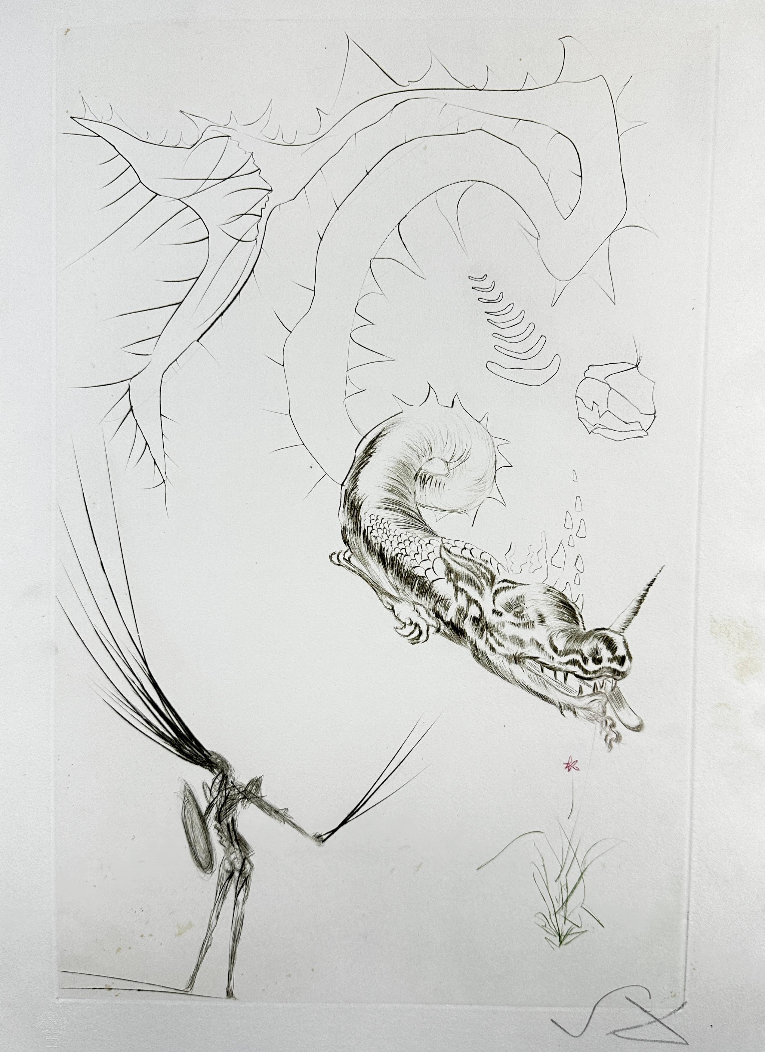 Salvador Dalí Figurative Print - Tristan et Iseult Tristan and The Dragon