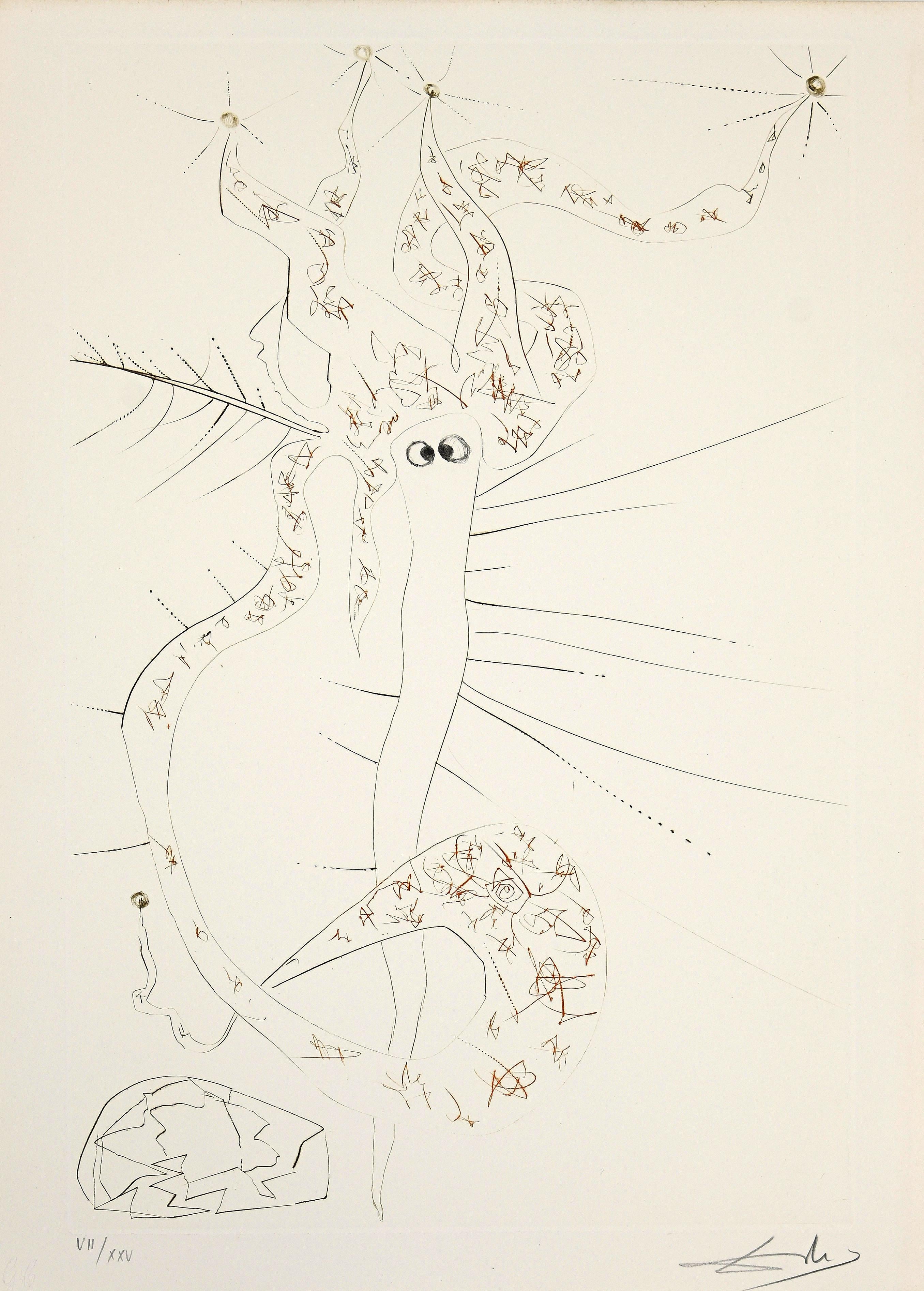 Salvador Dalí Figurative Print - Tristan le Fou (Tristan the Mad) - Etching and Drypoint by S. Dalì - 1969