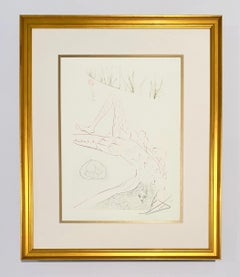 Salvador Dali Color Engraving, Signed, 1970, Tristan and Iseult, Tristan Wounded