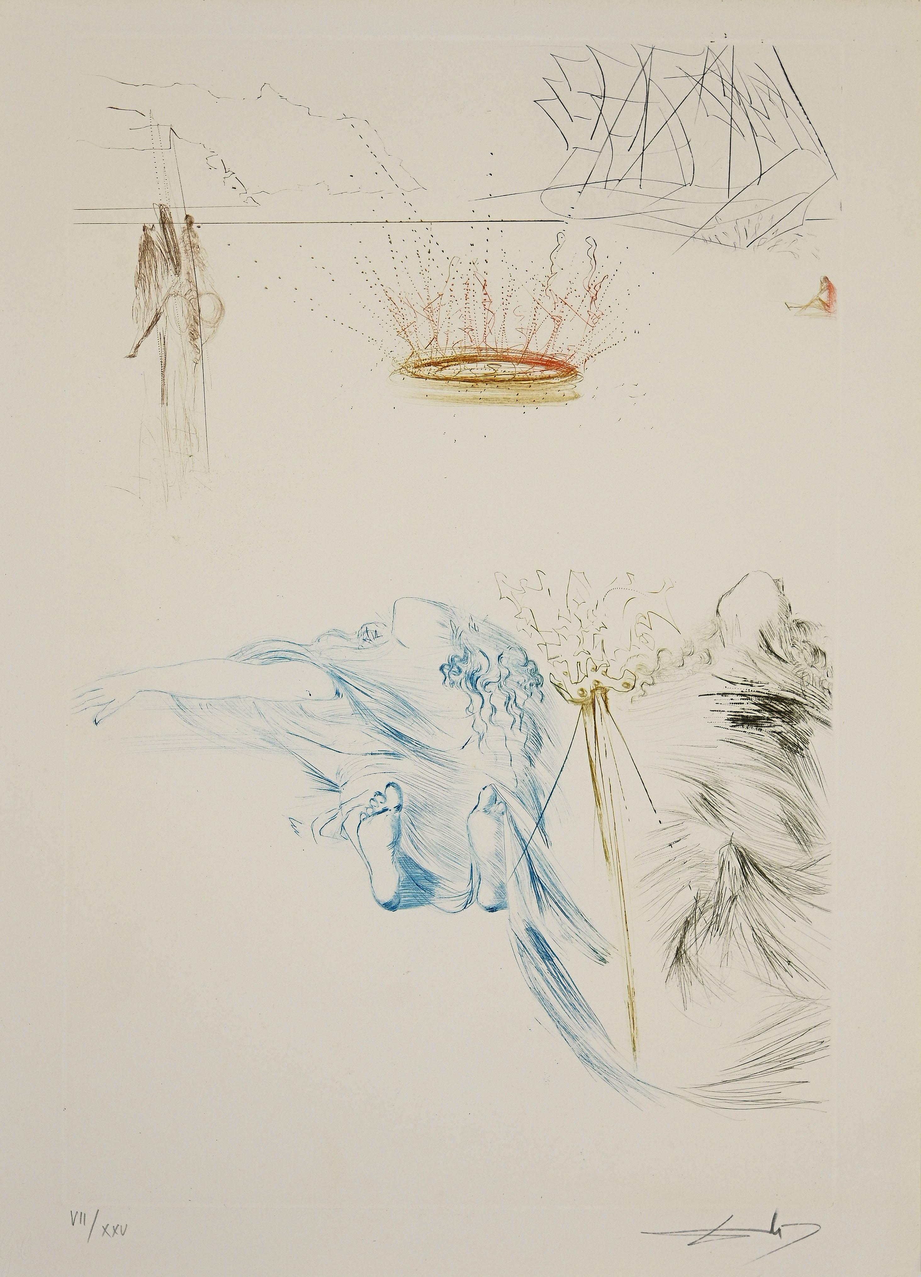 Salvador Dalí Abstract Print - Tristan's Testament - Original Etching and Drypoint by S. Dalì - 1969