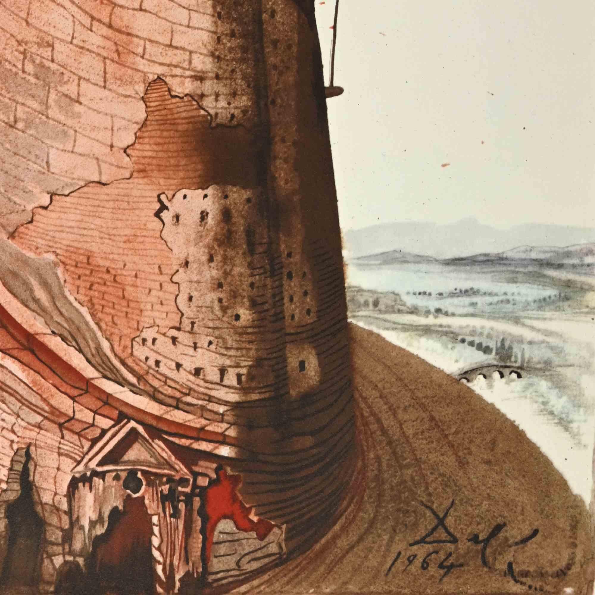 Turris Babel – Lithographie  - 1964 – Print von Salvador Dalí