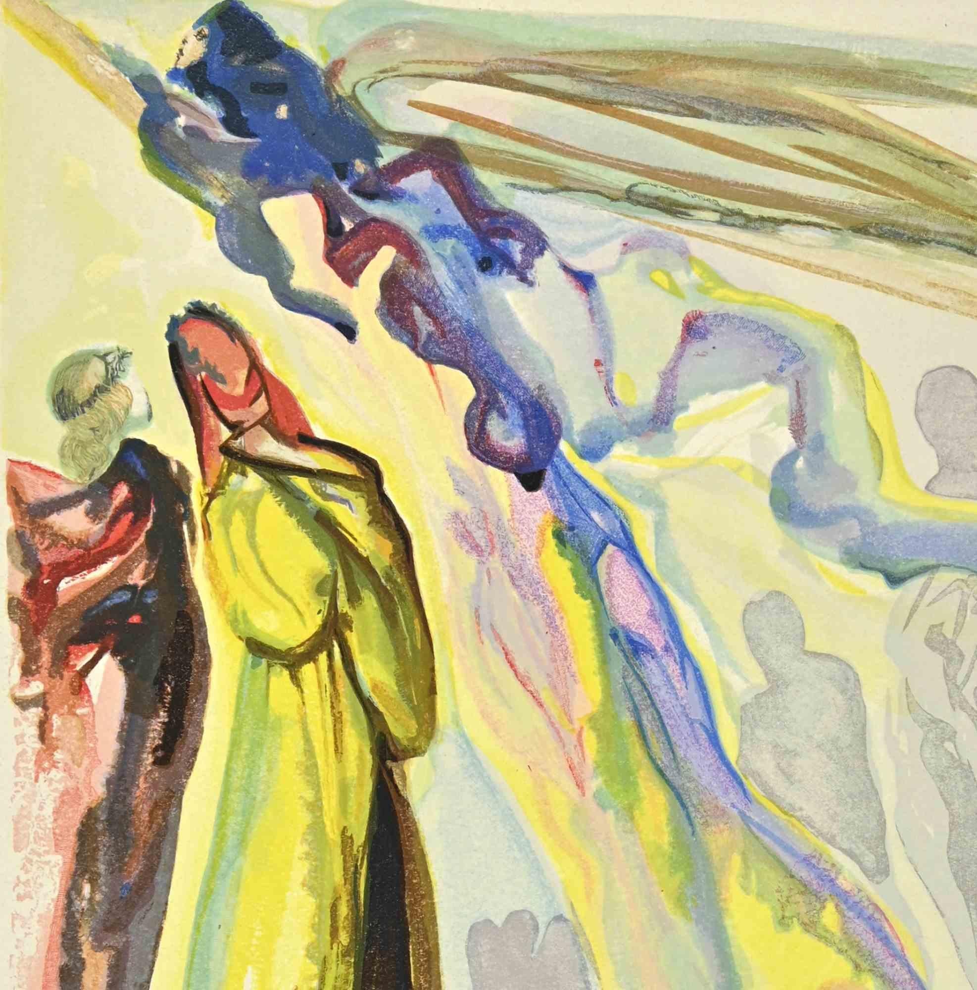 Due corone di spiriti - Stampa xilografica - 1963 - Print di Salvador Dalí